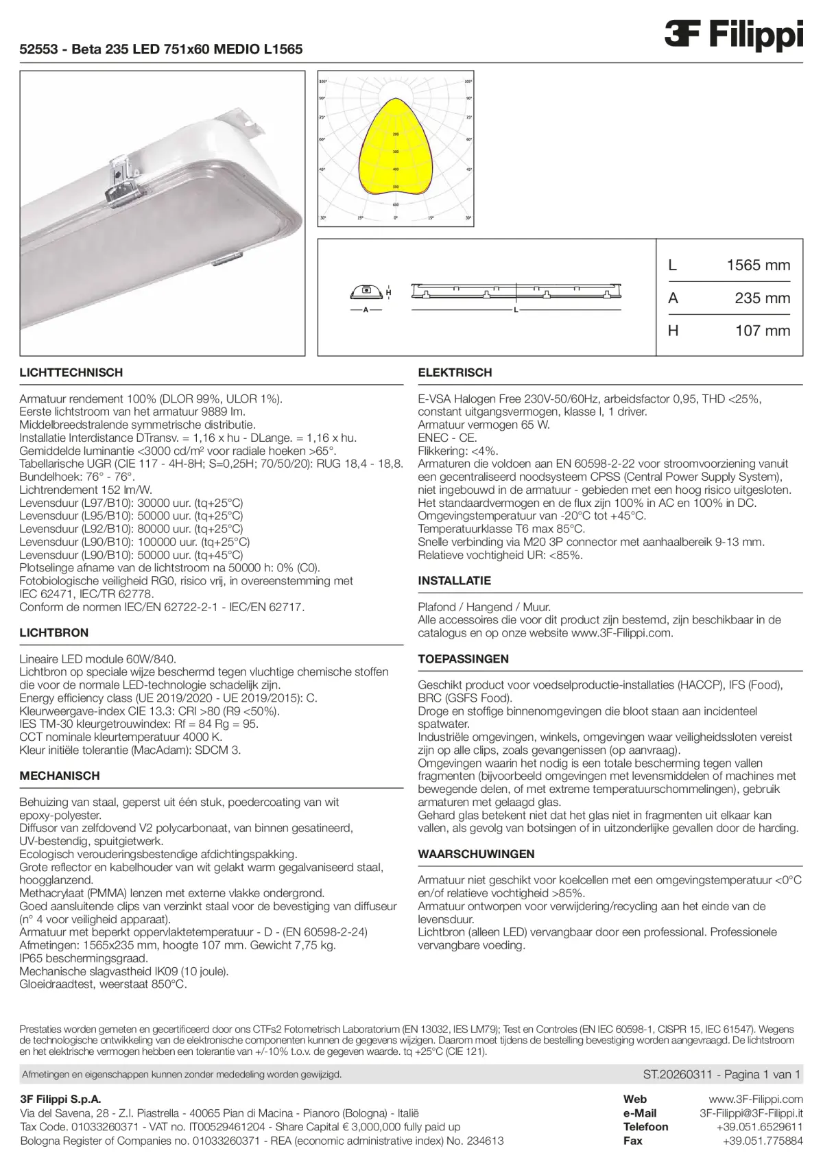 52553 - Beta 235 LED 751x60 MEDIO L1565 - Datasheet - nl