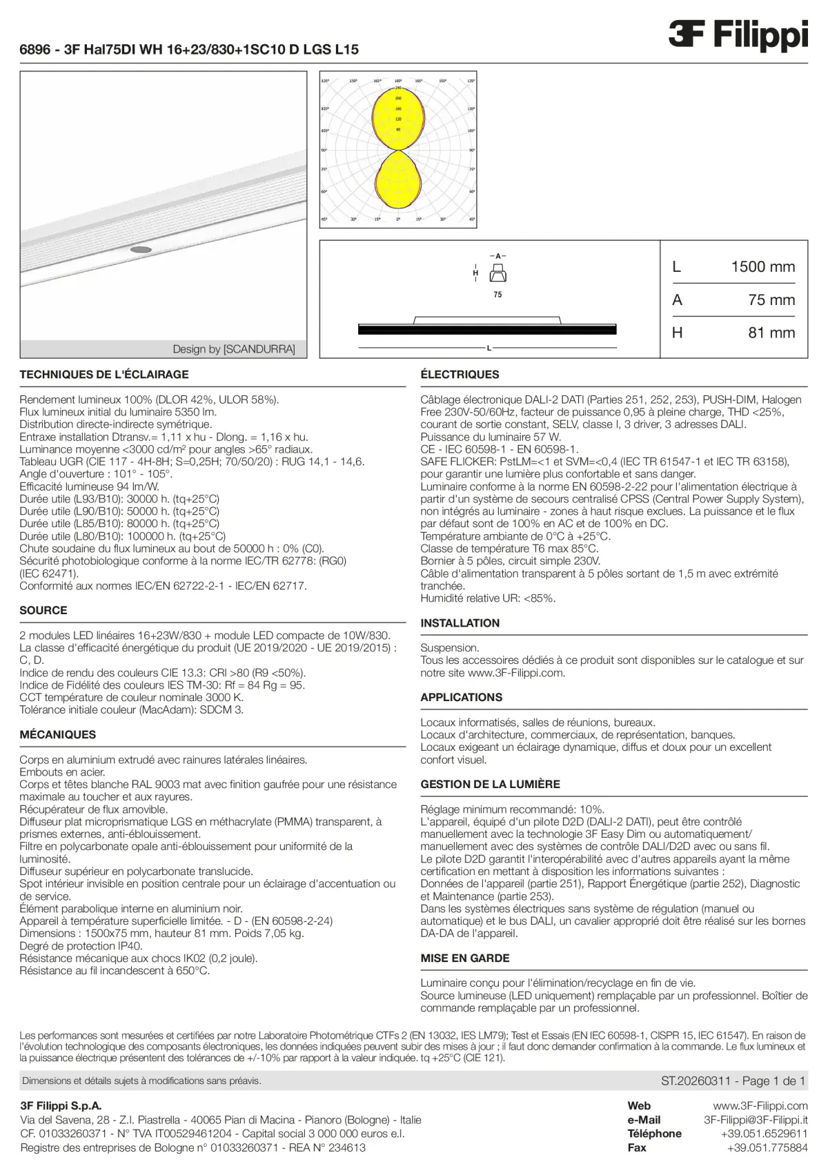 6896 - 3F Hal75DI WH 16+23-830+1SC10 D LGS L15 - Datasheet - fr