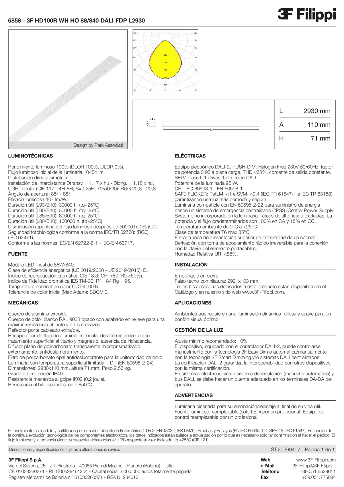 6858 - 3F HD100R WH HO 88-840 DALI FDP L2930 - Datasheet - es