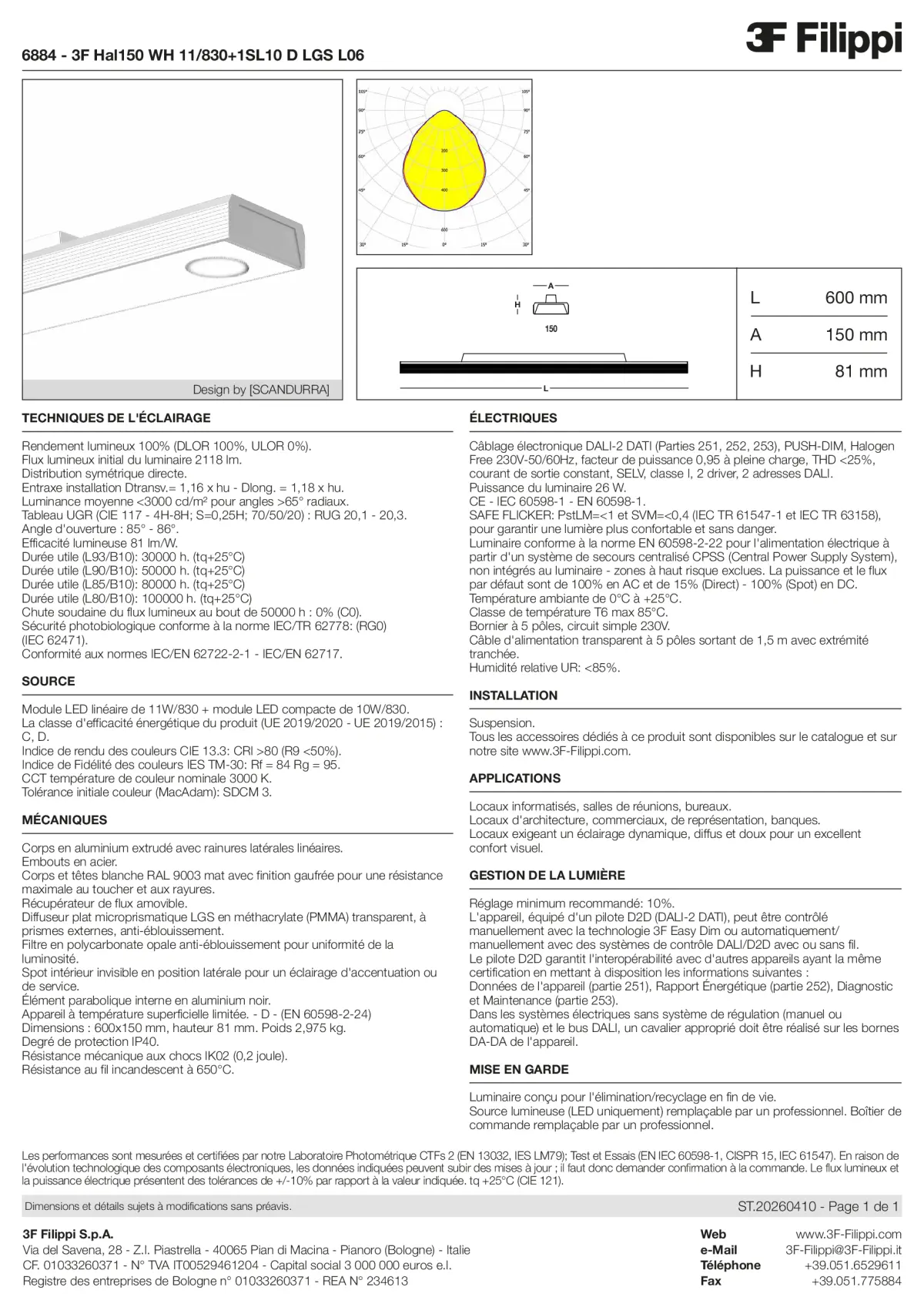 6884 - 3F Hal150 WH 11-830+1SL10 D LGS L06 - Datasheet - fr