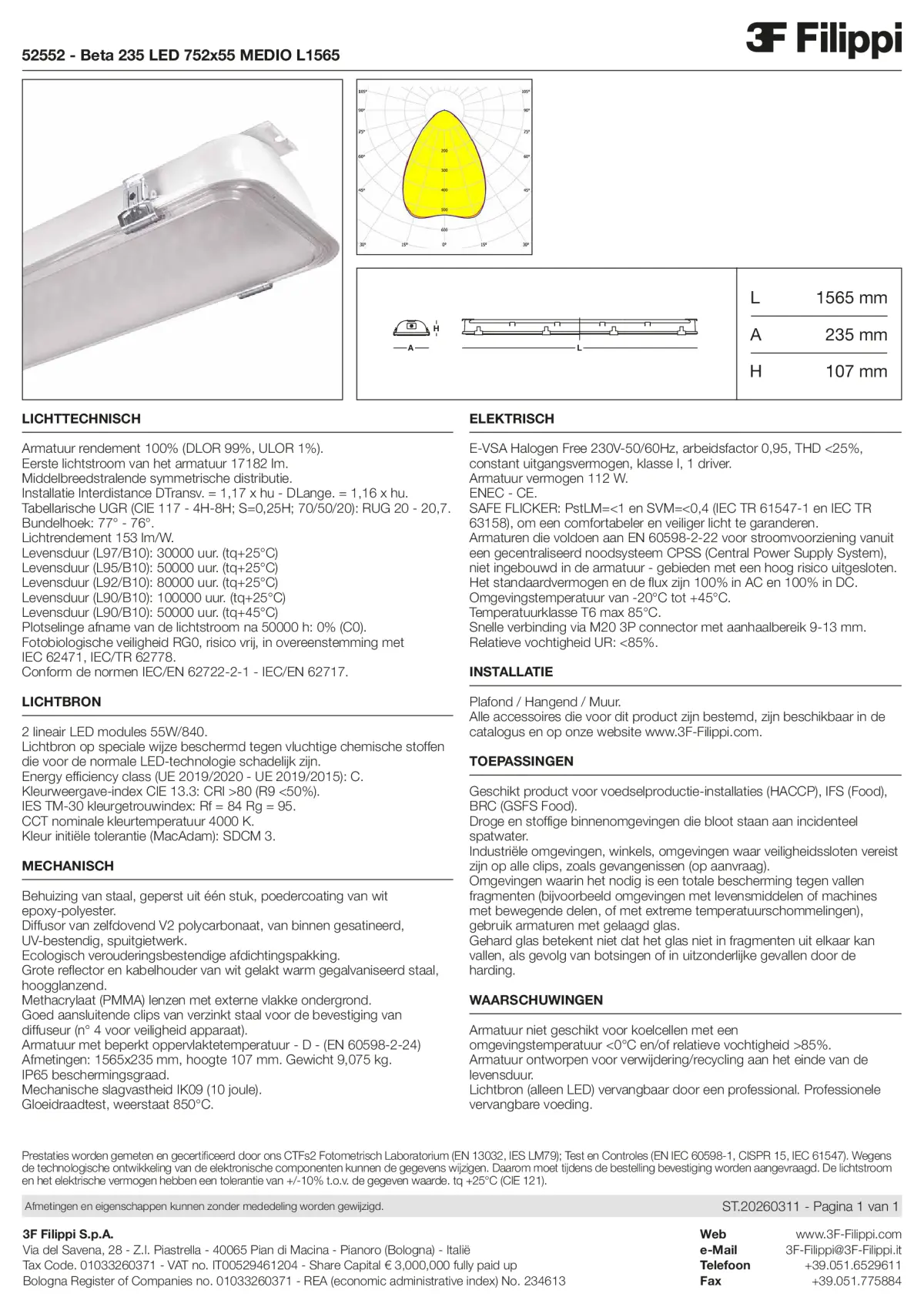 52552 - Beta 235 LED 752x55 MEDIO L1565 - Datasheet - nl