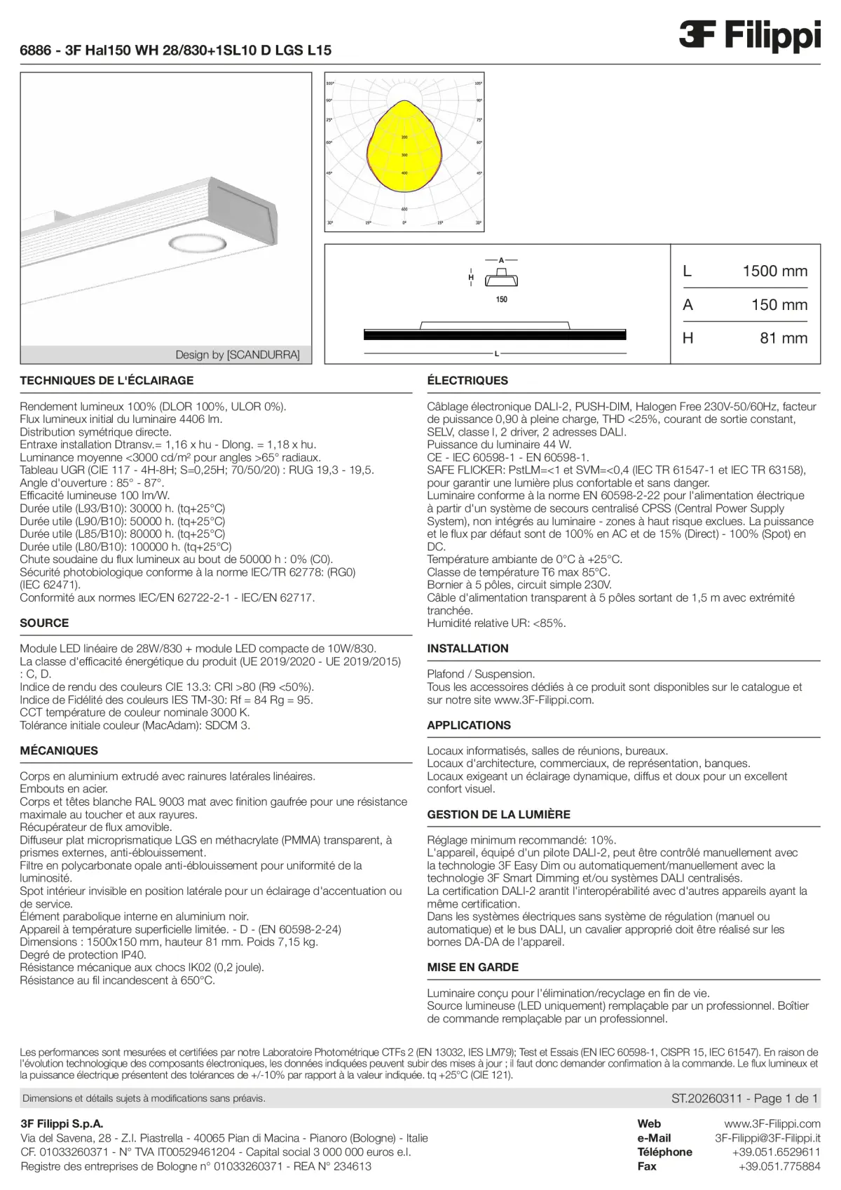 6886 - 3F Hal150 WH 28-830+1SL10 D LGS L15 - Datasheet - fr
