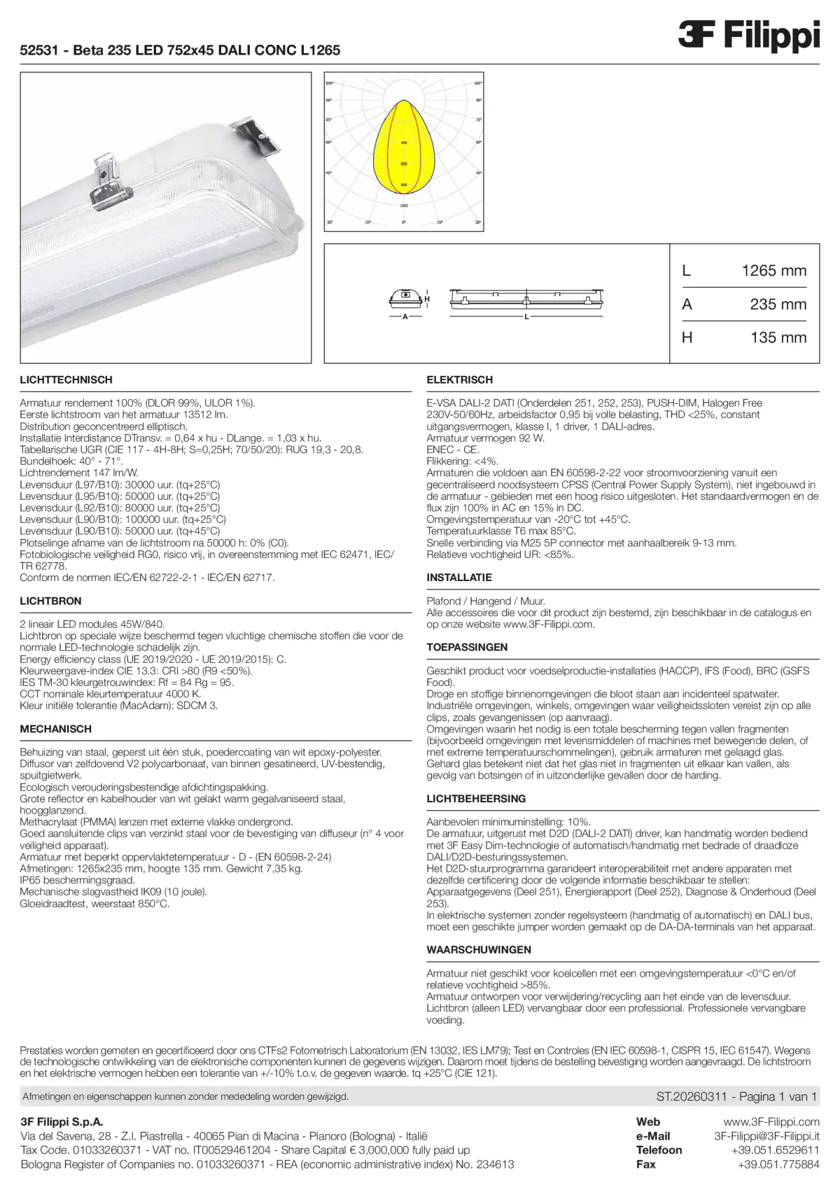 52531 - Beta 235 LED 752x45 DALI CONC L1265 - Datasheet - nl