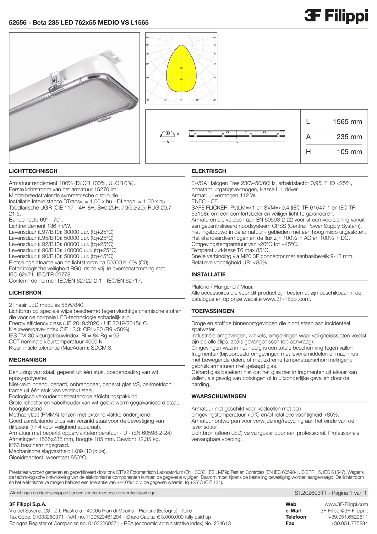 52556 - Beta 235 LED 762x55 MEDIO VS L1565 - Datasheet - nl