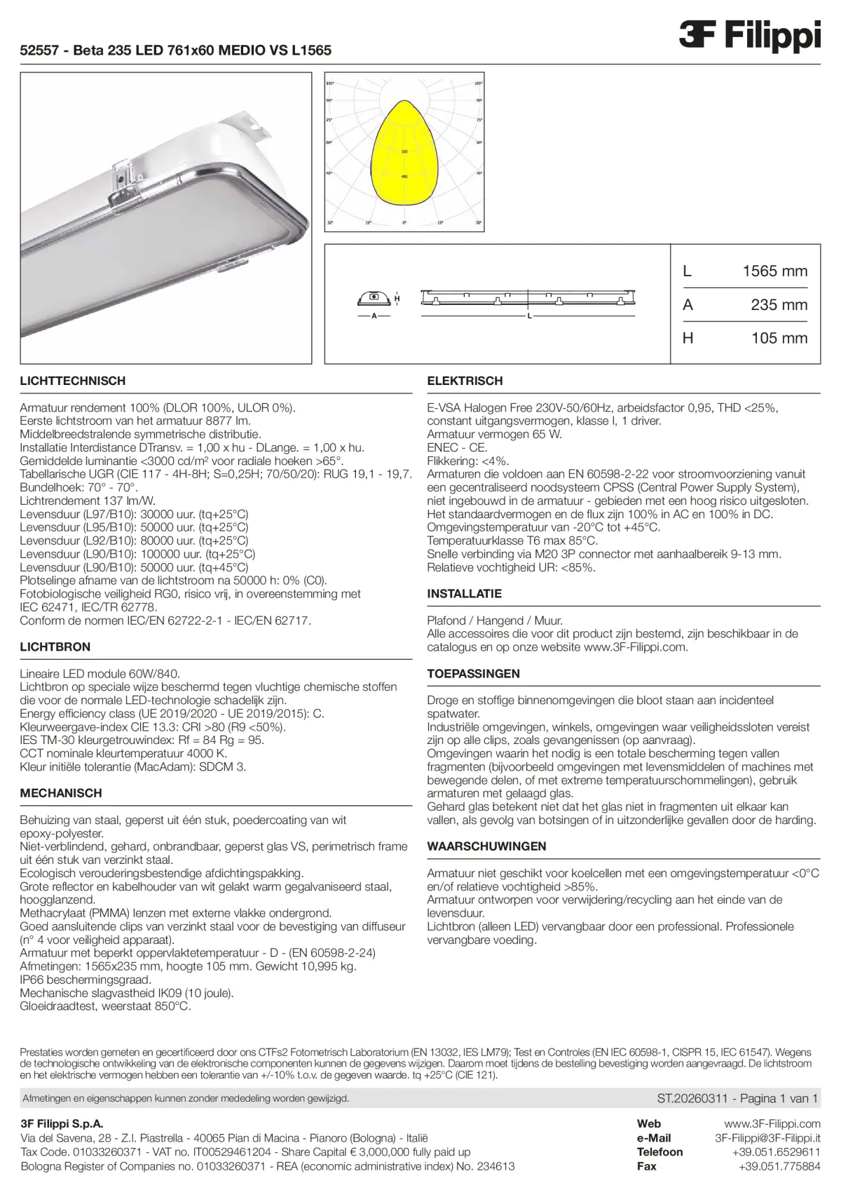 52557 - Beta 235 LED 761x60 MEDIO VS L1565 - Datasheet - nl