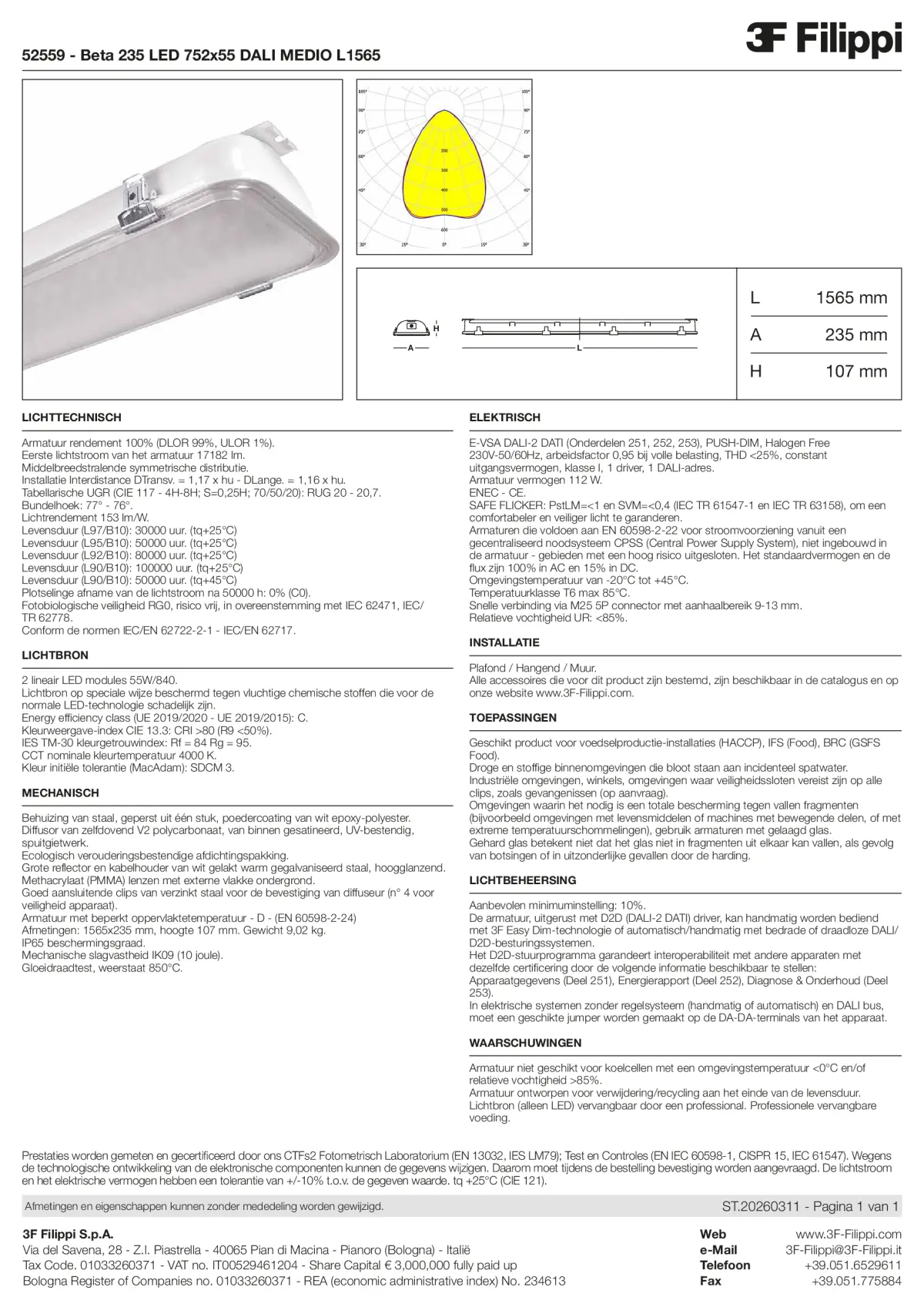 52559 - Beta 235 LED 752x55 DALI MEDIO L1565 - Datasheet - nl
