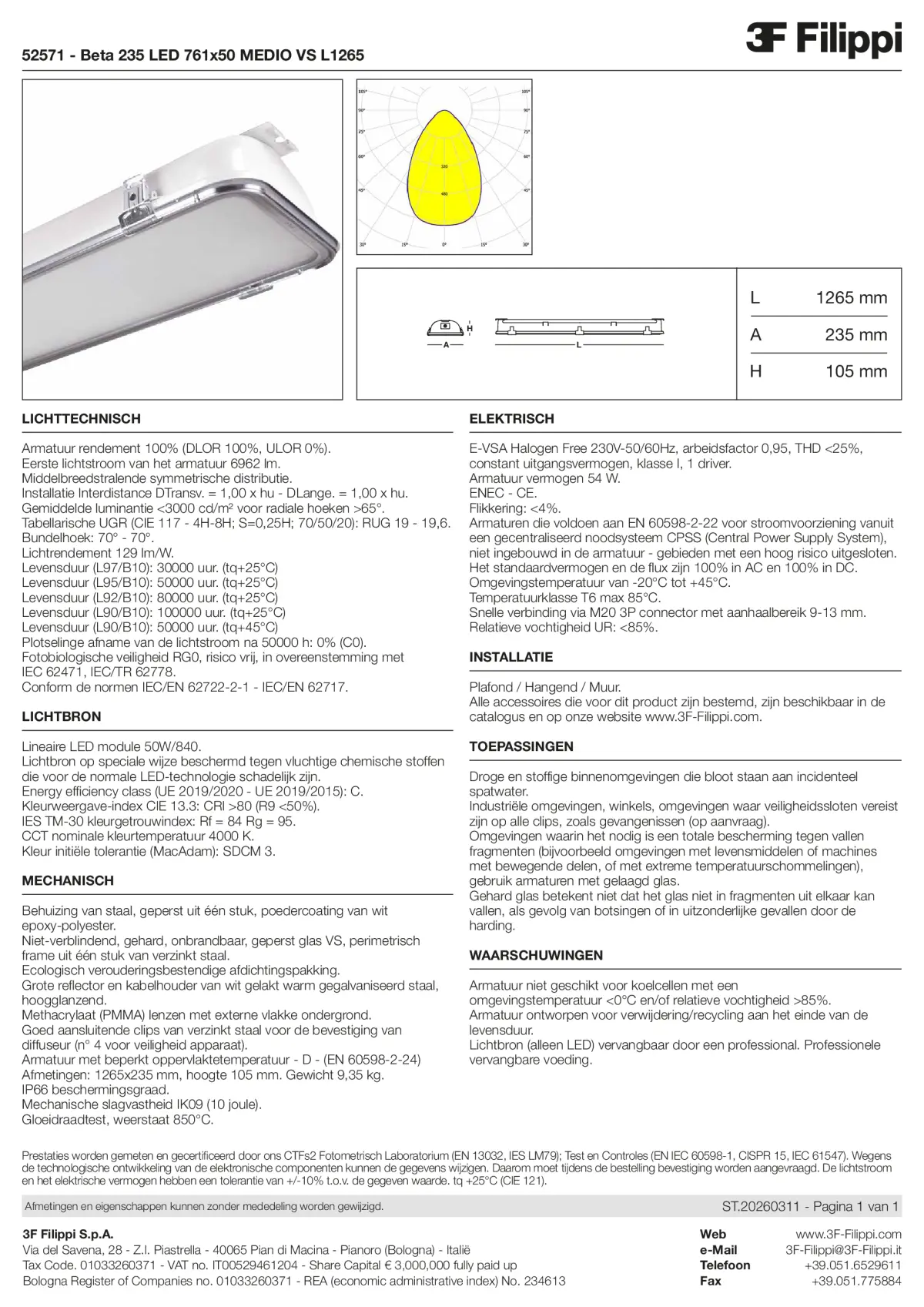 52571 - Beta 235 LED 761x50 MEDIO VS L1265 - Datasheet - nl