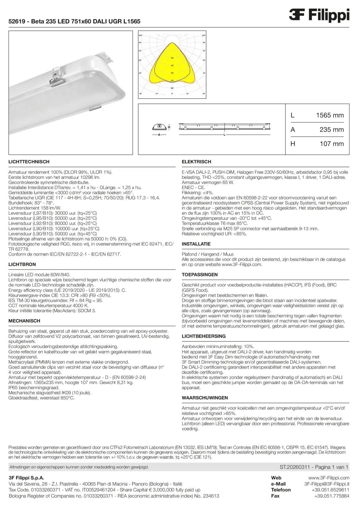 52619 - Beta 235 LED 751x60 DALI UGR L1565 - Datasheet - nl