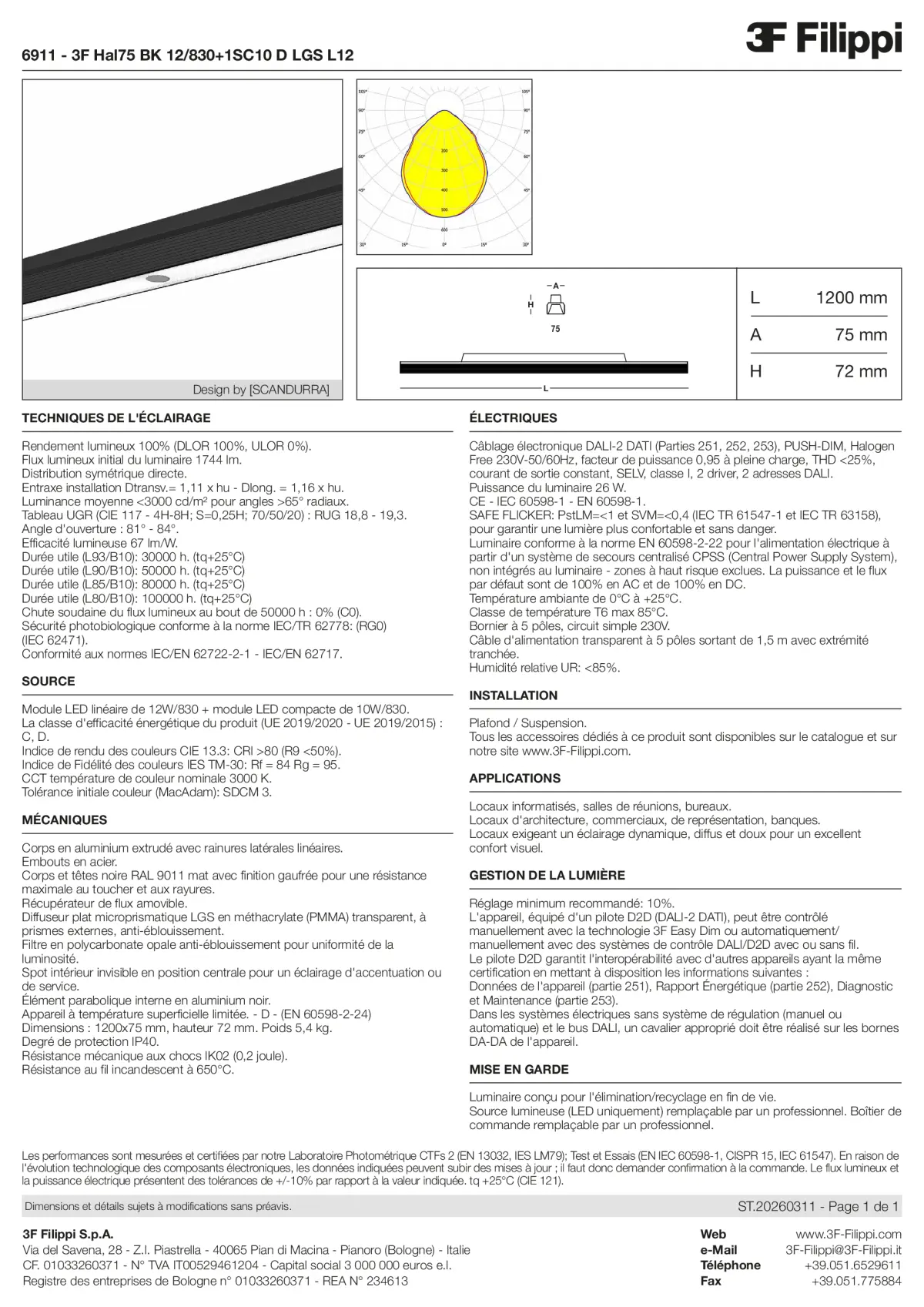 6911 - 3F Hal75 BK 12-830+1SC10 D LGS L12 - Datasheet - fr
