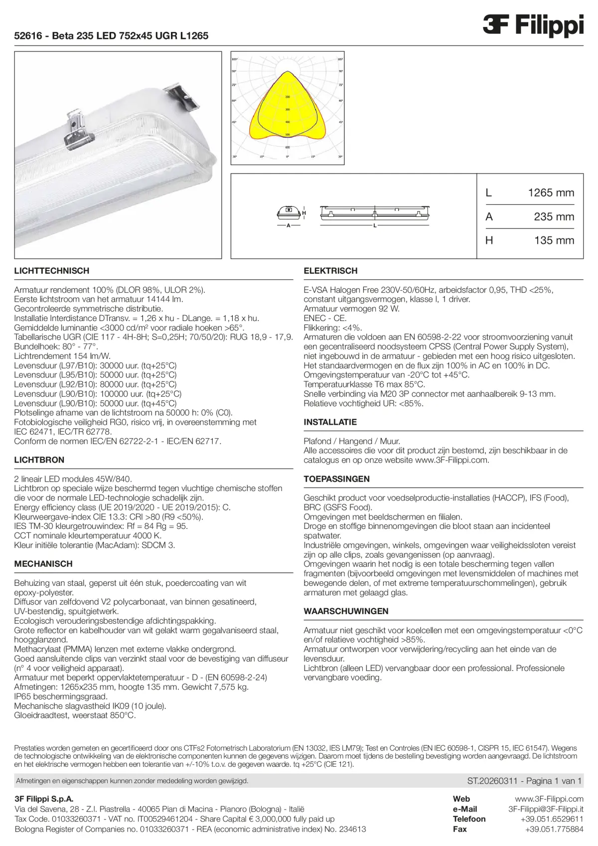52616 - Beta 235 LED 752x45 UGR L1265 - Datasheet - nl