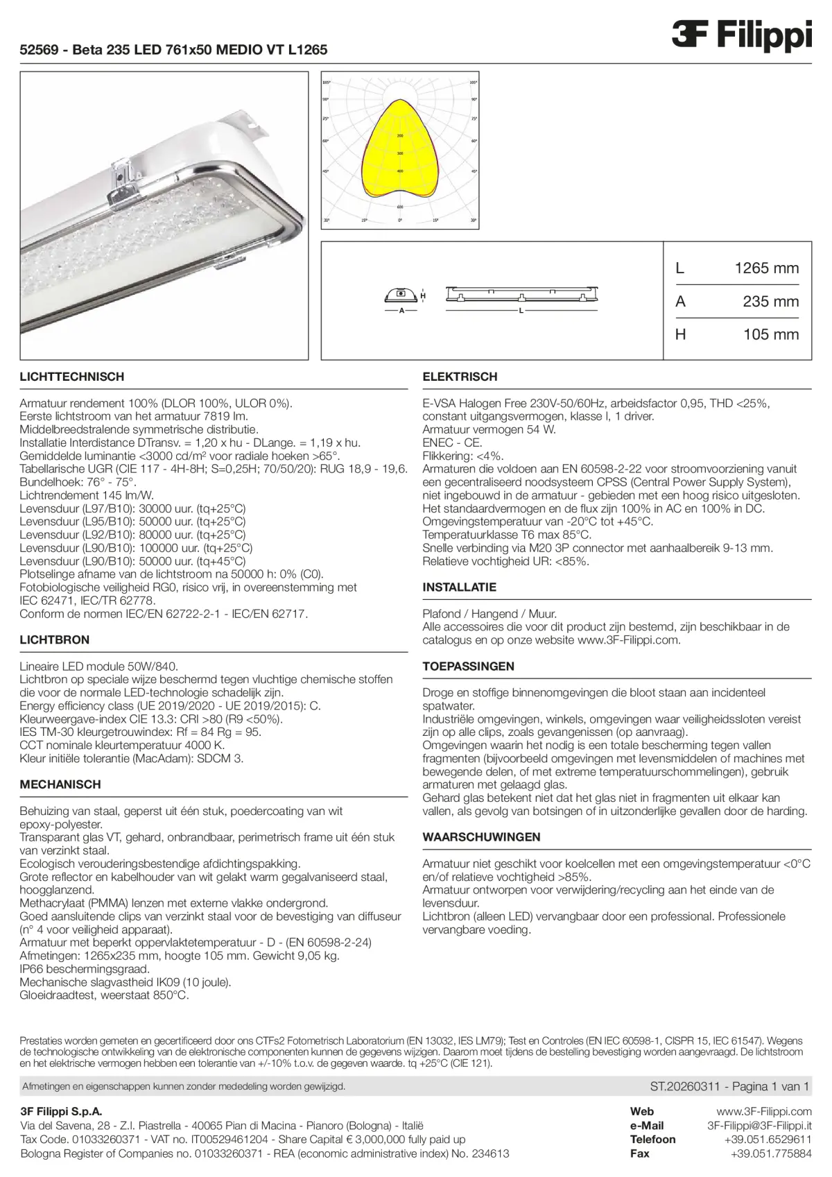 52569 - Beta 235 LED 761x50 MEDIO VT L1265 - Datasheet - nl