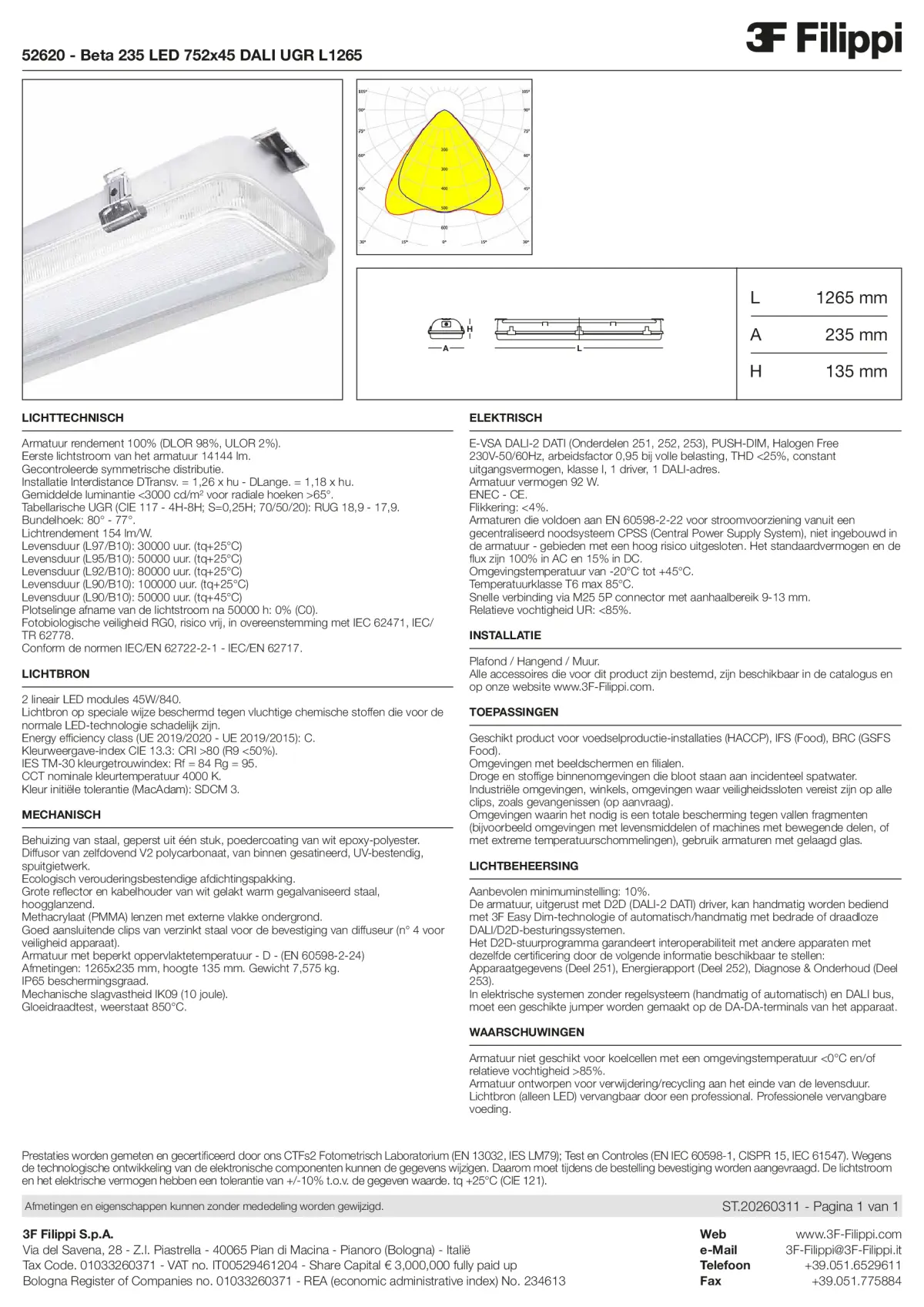 52620 - Beta 235 LED 752x45 DALI UGR L1265 - Datasheet - nl
