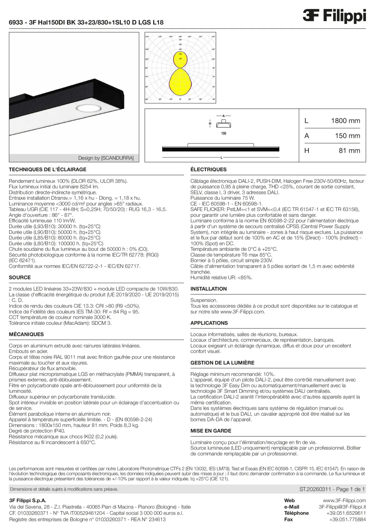 6933 - 3F Hal150DI BK 33+23-830+1SL10 D LGS L18 - Datasheet - fr