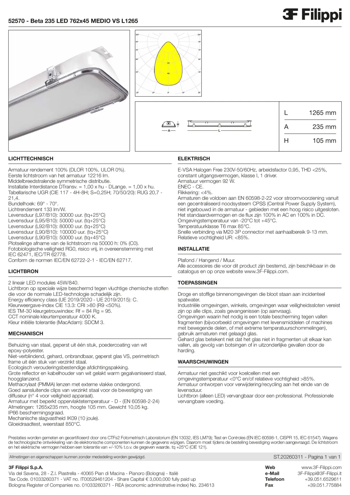 52570 - Beta 235 LED 762x45 MEDIO VS L1265 - Datasheet - nl