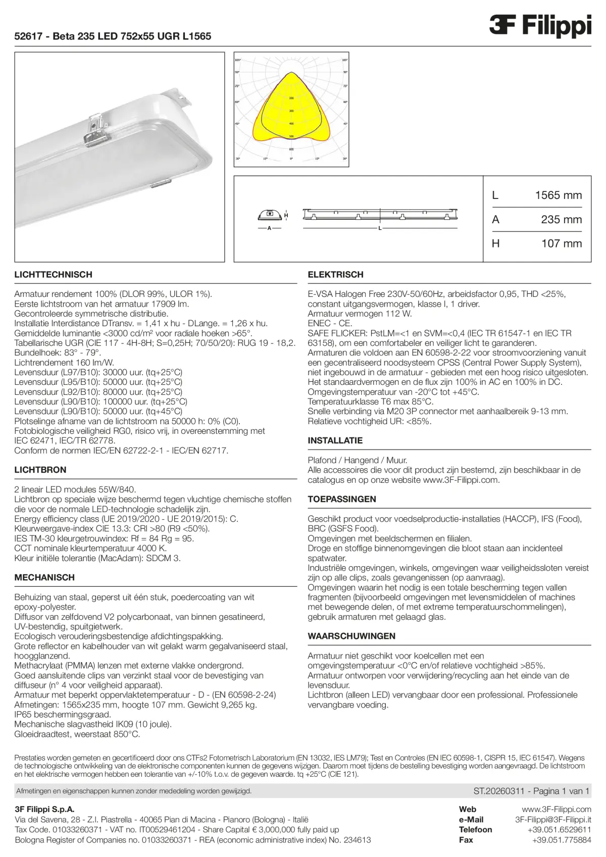 52617 - Beta 235 LED 752x55 UGR L1565 - Datasheet - nl
