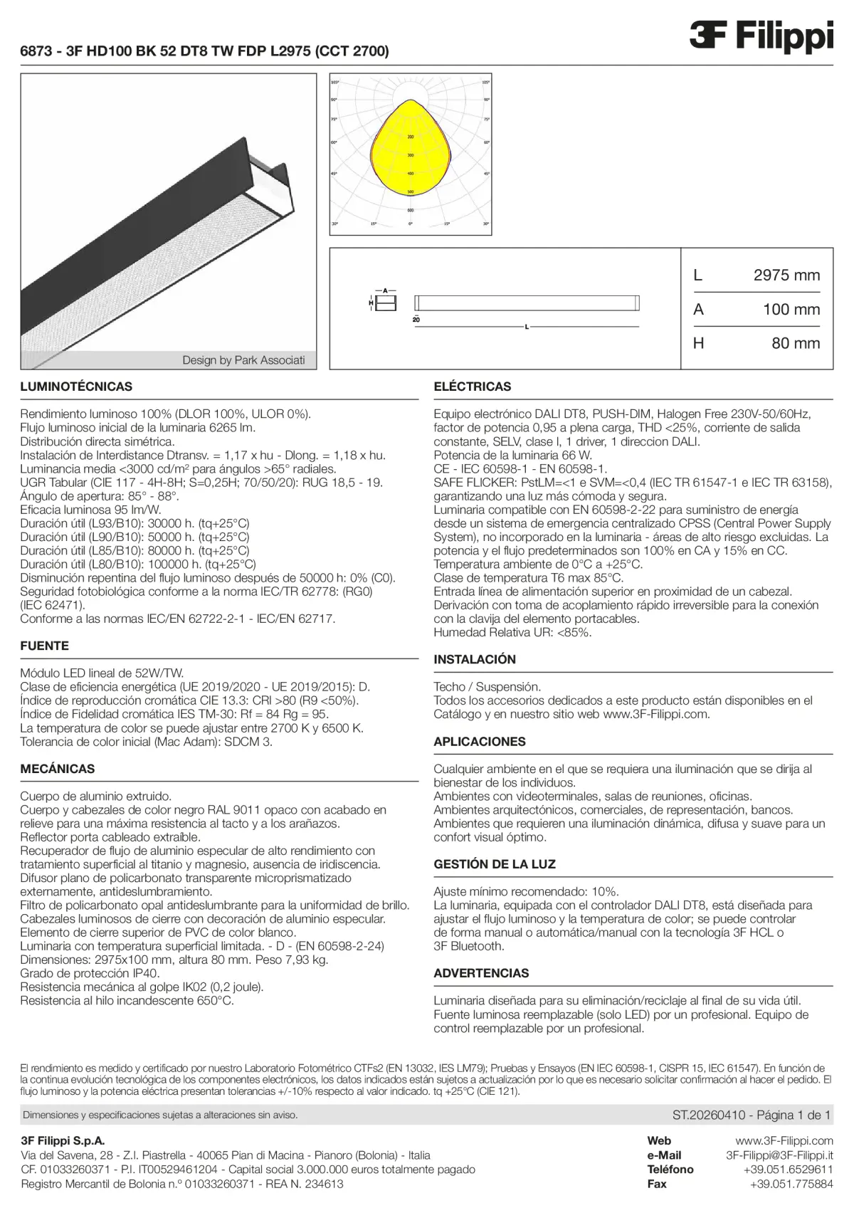 6873 - 3F HD100 BK 52 DT8 TW FDP L2975 (CCT 2700) - Datasheet - es