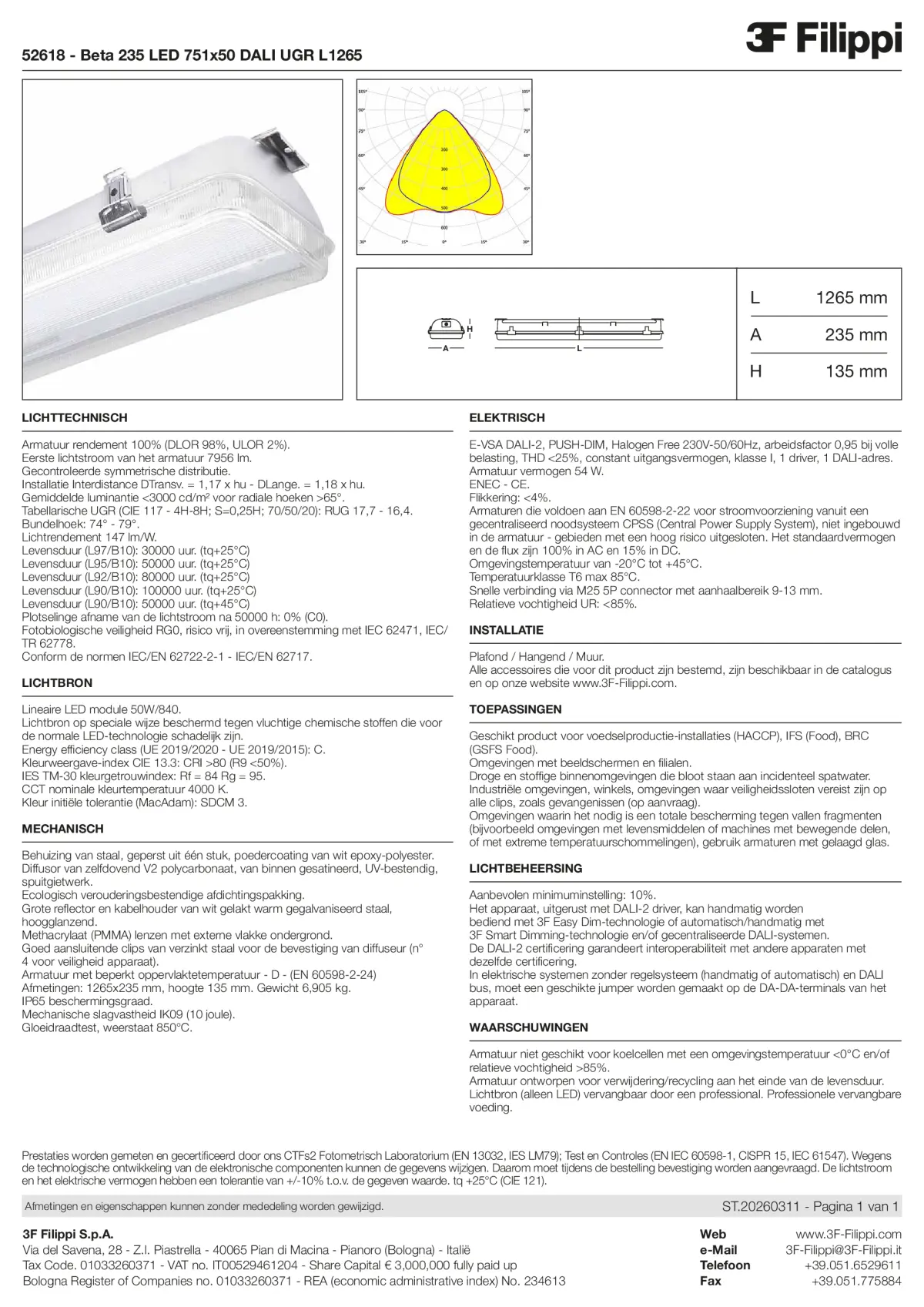 52618 - Beta 235 LED 751x50 DALI UGR L1265 - Datasheet - nl