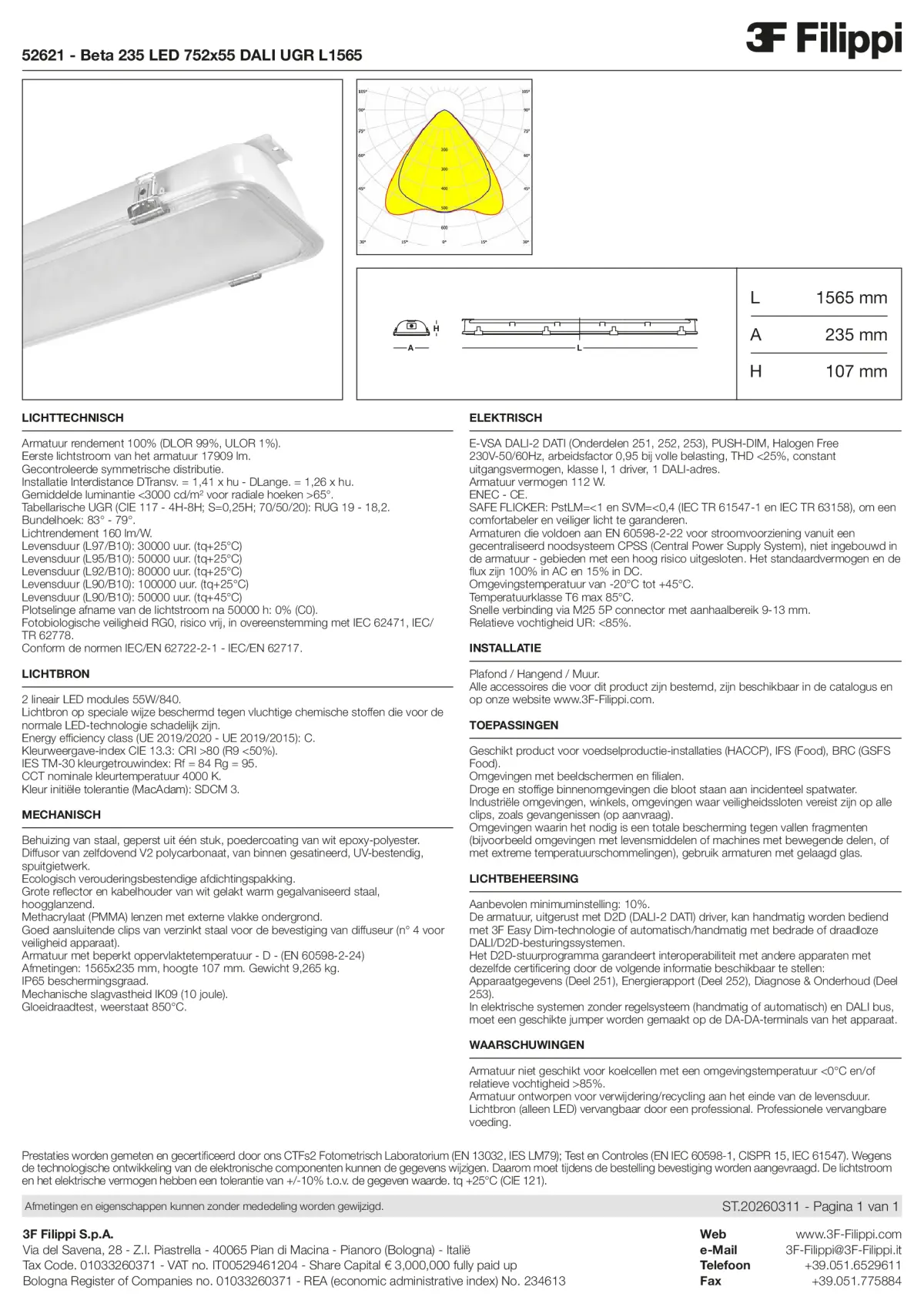 52621 - Beta 235 LED 752x55 DALI UGR L1565 - Datasheet - nl
