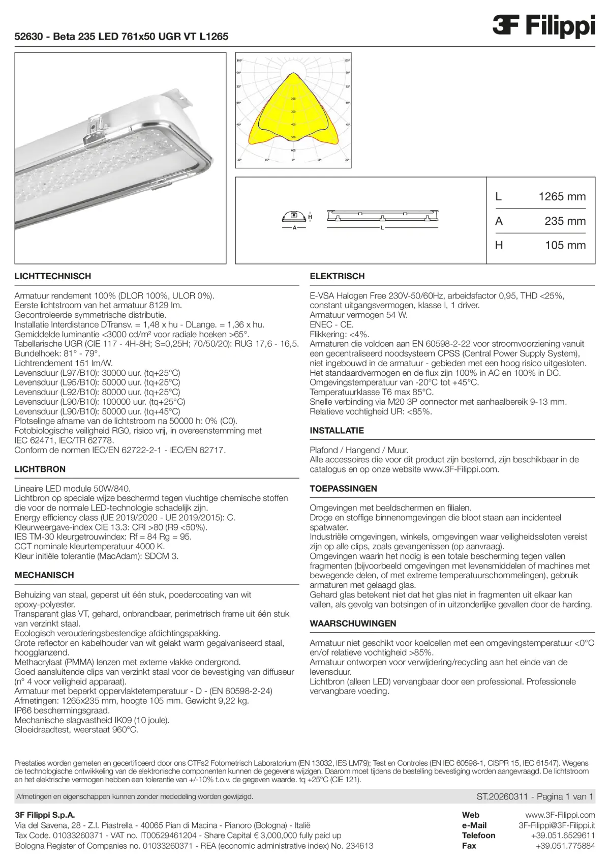 52630 - Beta 235 LED 761x50 UGR VT L1265 - Datasheet - nl