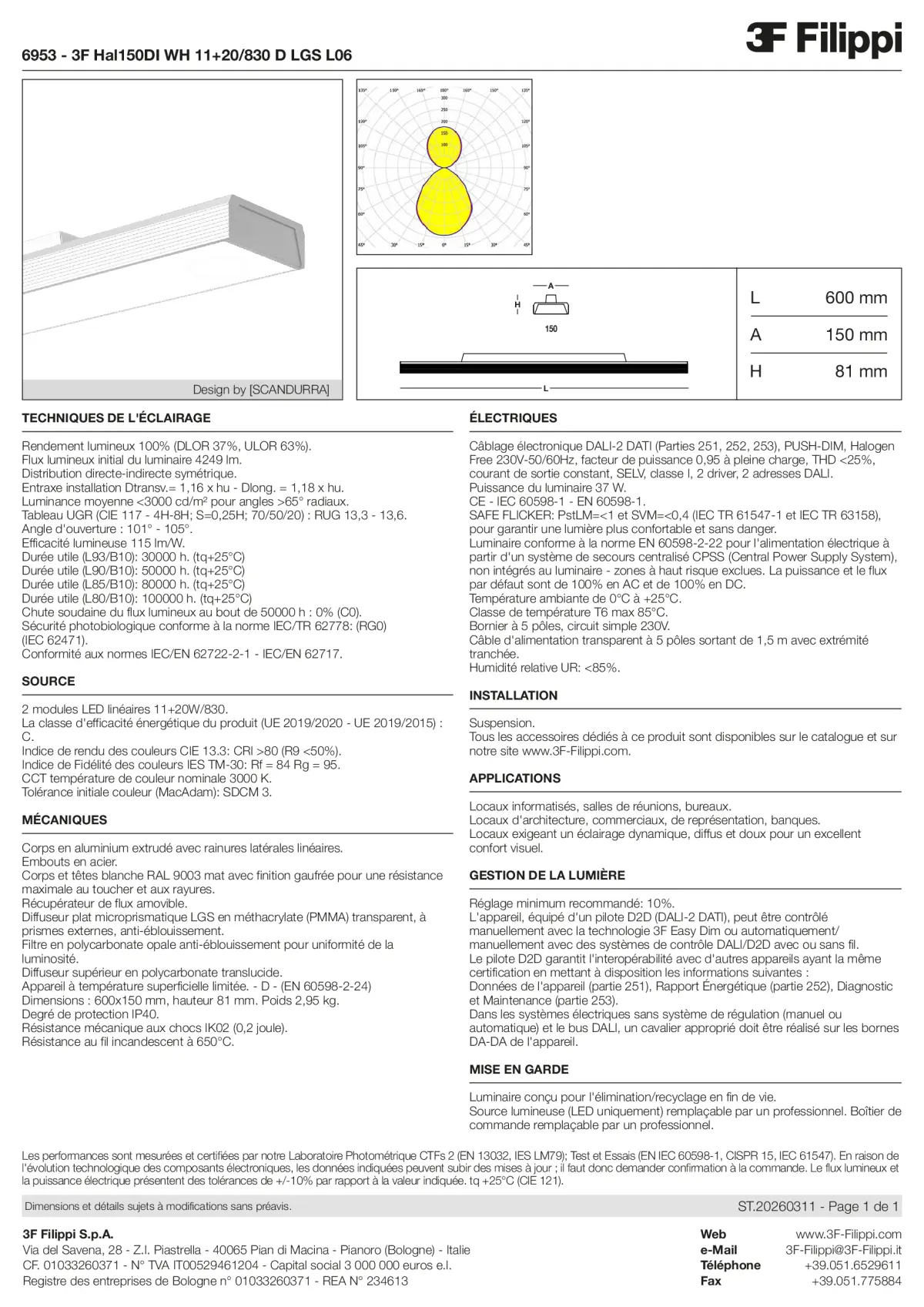 6953 - 3F Hal150DI WH 11+20-830 D LGS L06 - Datasheet - fr