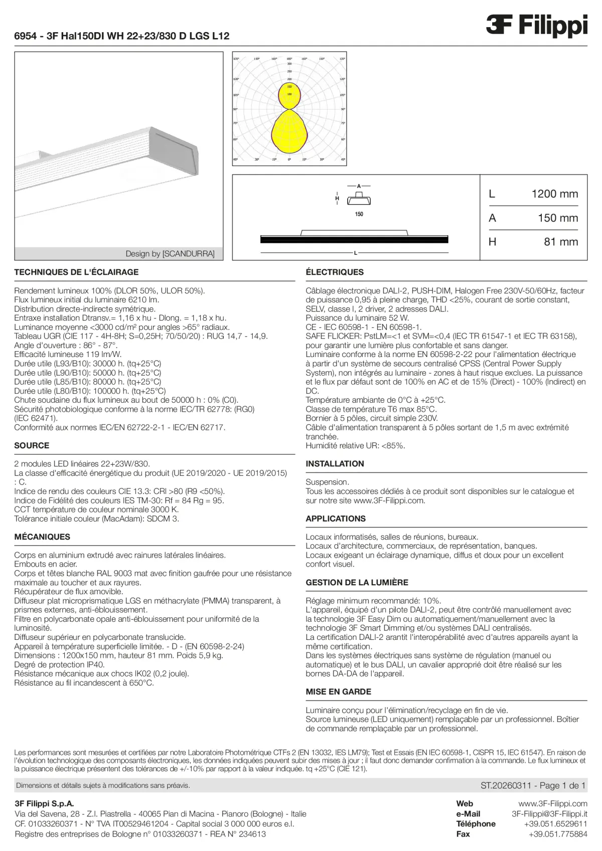 6954 - 3F Hal150DI WH 22+23-830 D LGS L12 - Datasheet - fr