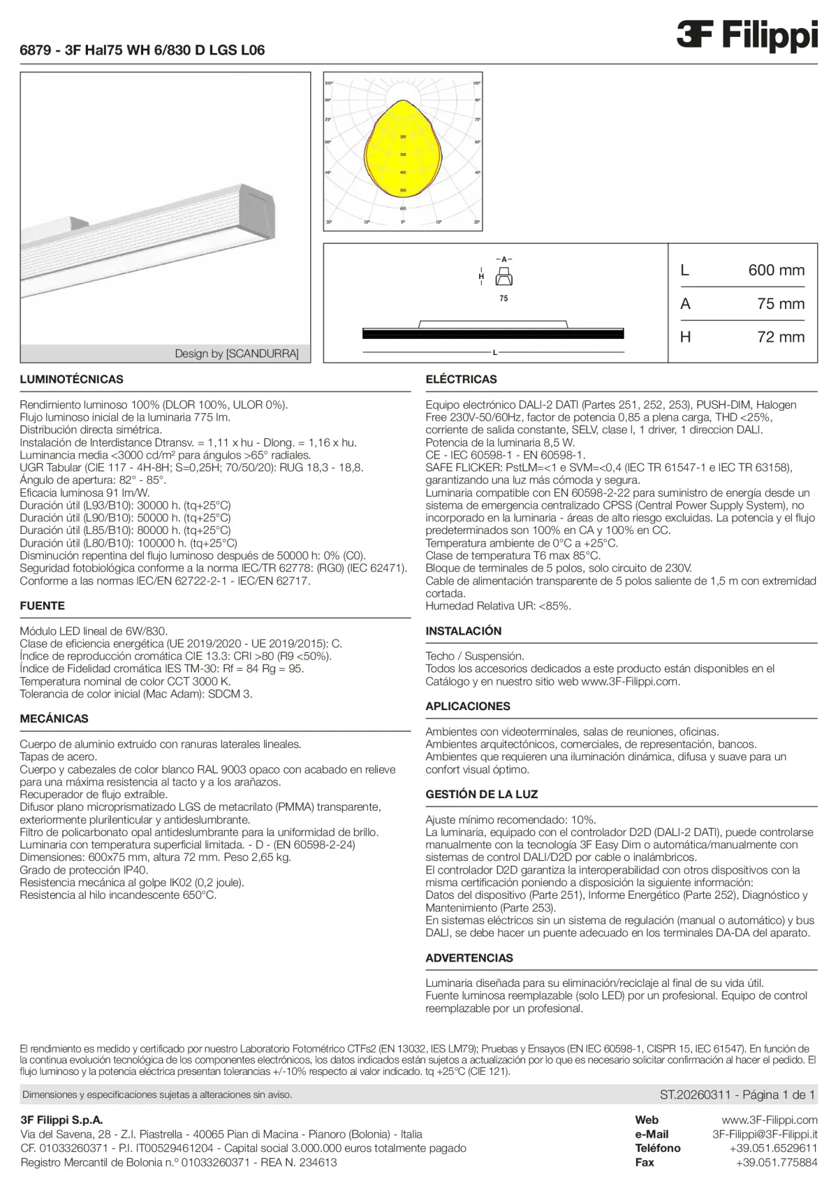 6879 - 3F Hal75 WH 6-830 D LGS L06 - Datasheet - es