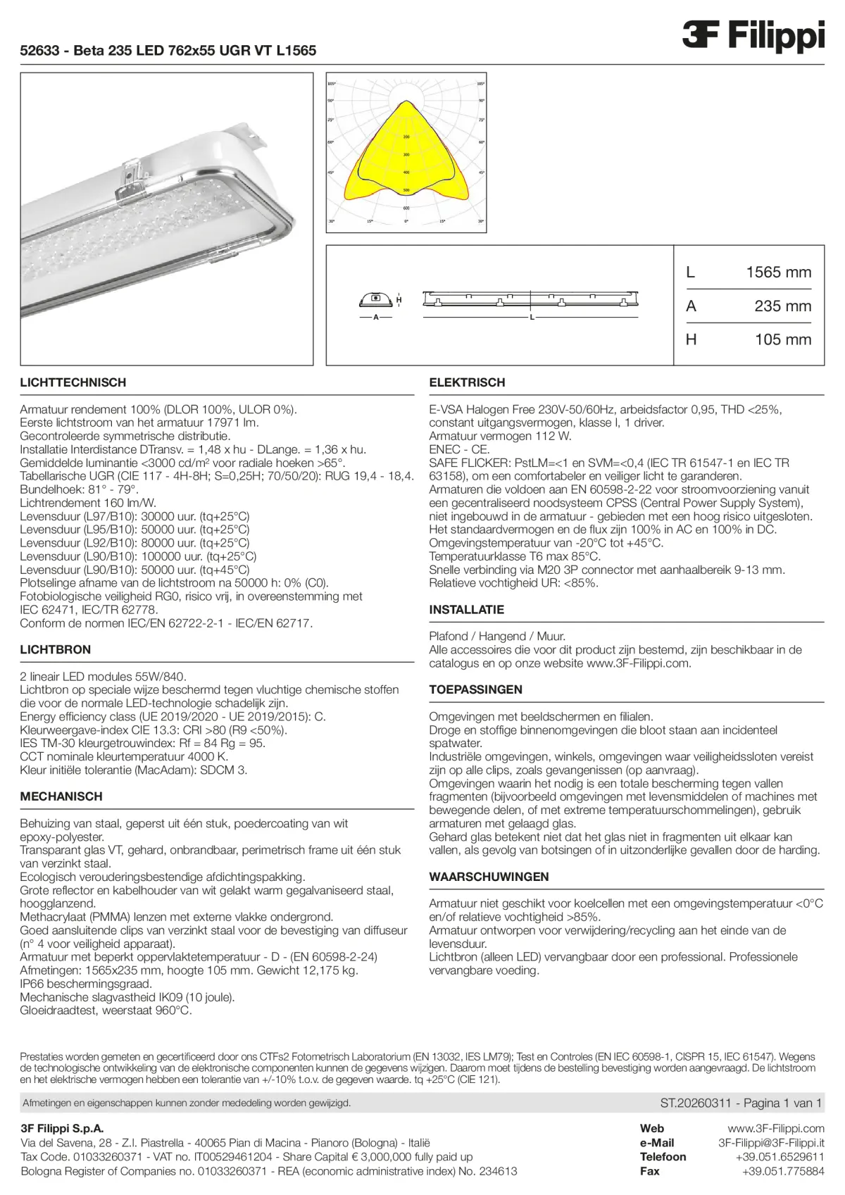 52633 - Beta 235 LED 762x55 UGR VT L1565 - Datasheet - nl