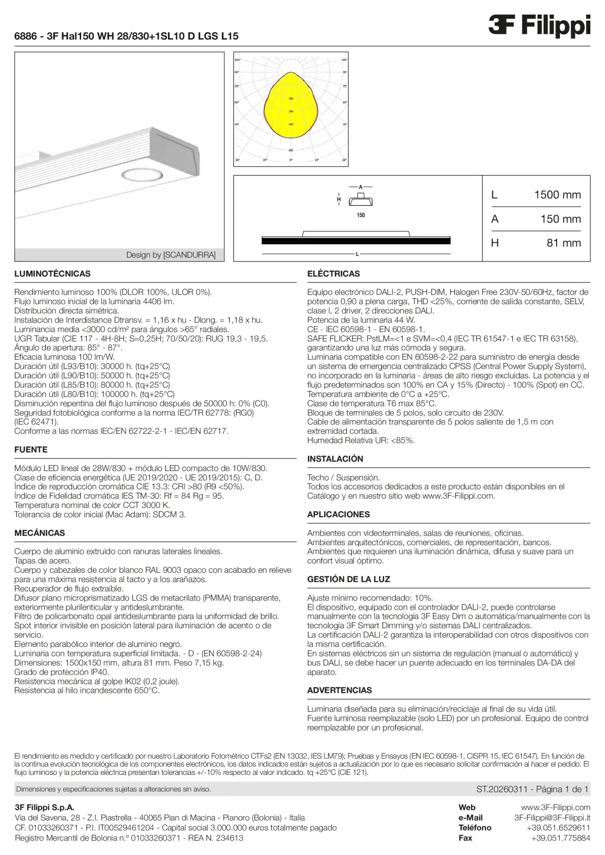 6886 - 3F Hal150 WH 28-830+1SL10 D LGS L15 - Datasheet - es