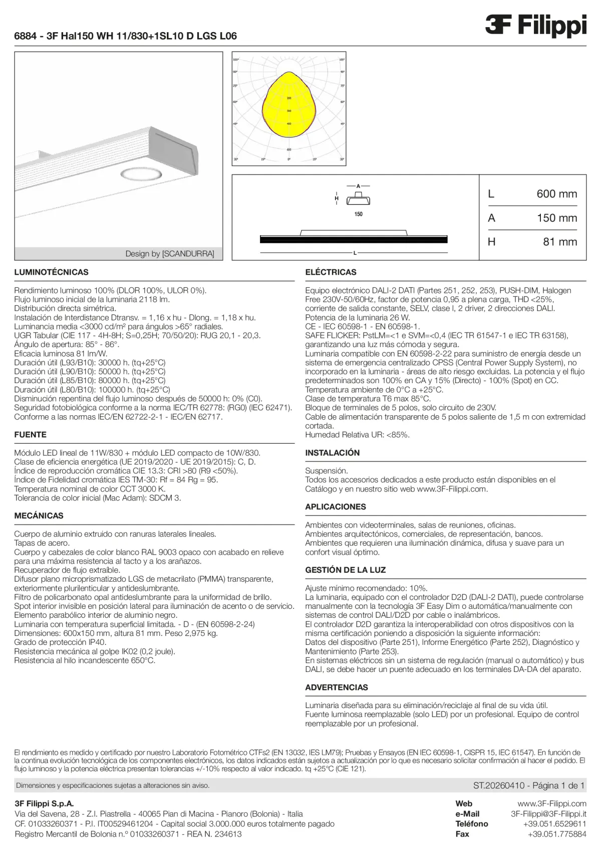 6884 - 3F Hal150 WH 11-830+1SL10 D LGS L06 - Datasheet - es