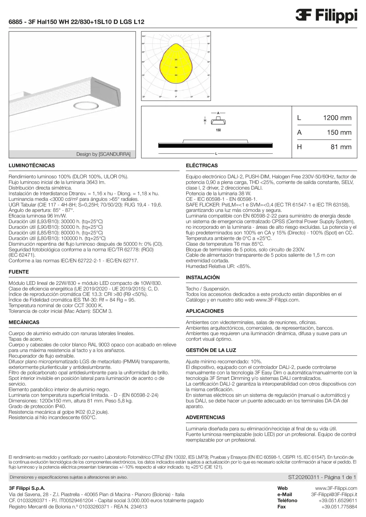 6885 - 3F Hal150 WH 22-830+1SL10 D LGS L12 - Datasheet - es