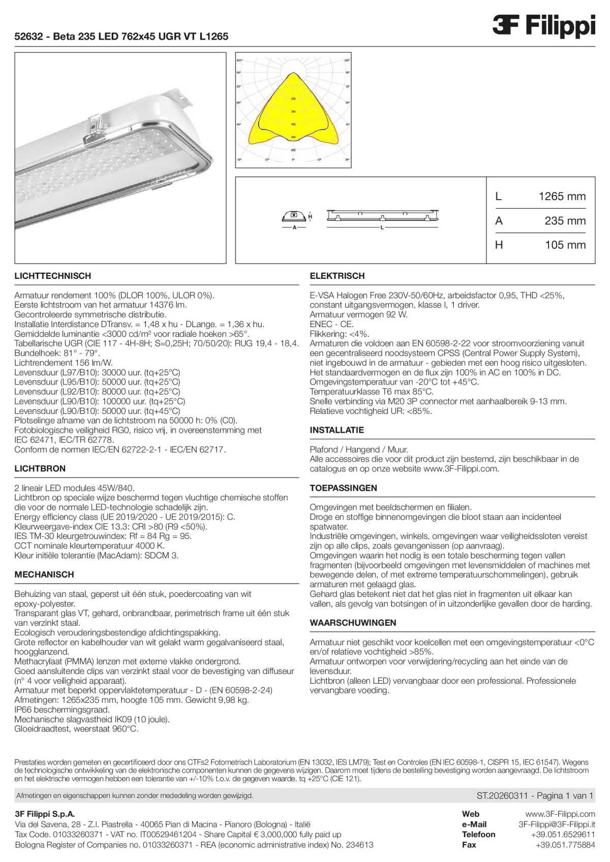 52632 - Beta 235 LED 762x45 UGR VT L1265 - Datasheet - nl