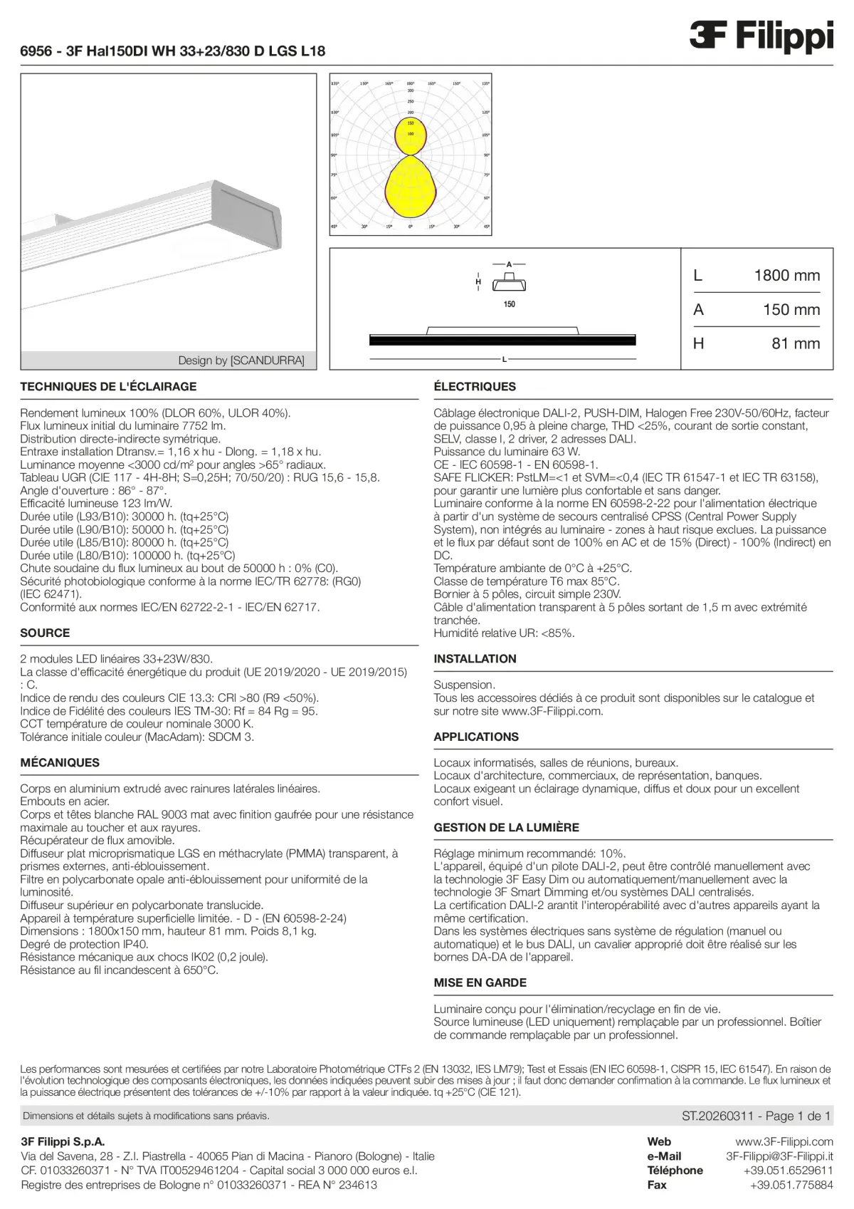 6956 - 3F Hal150DI WH 33+23-830 D LGS L18 - Datasheet - fr