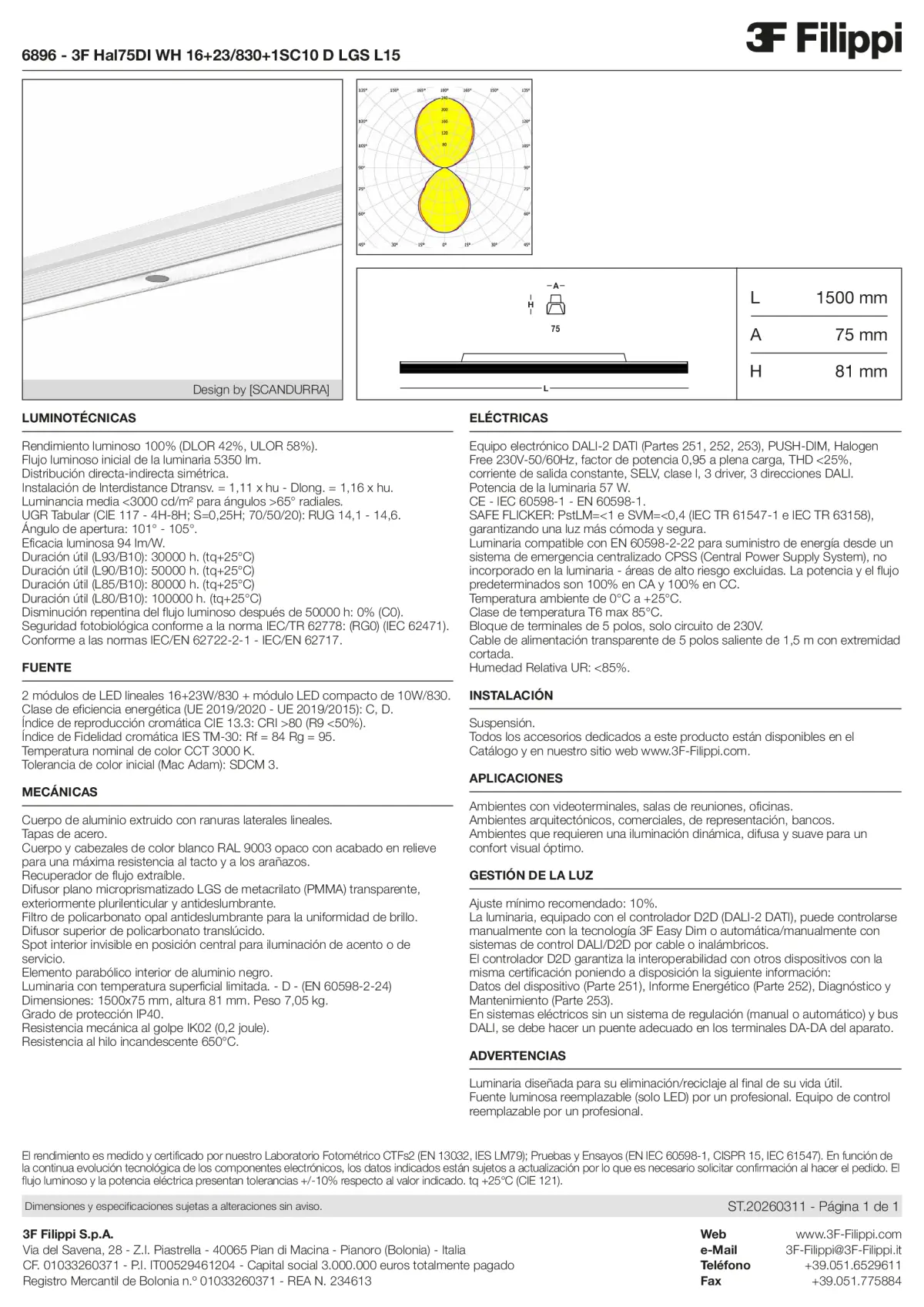 6896 - 3F Hal75DI WH 16+23-830+1SC10 D LGS L15 - Datasheet - es