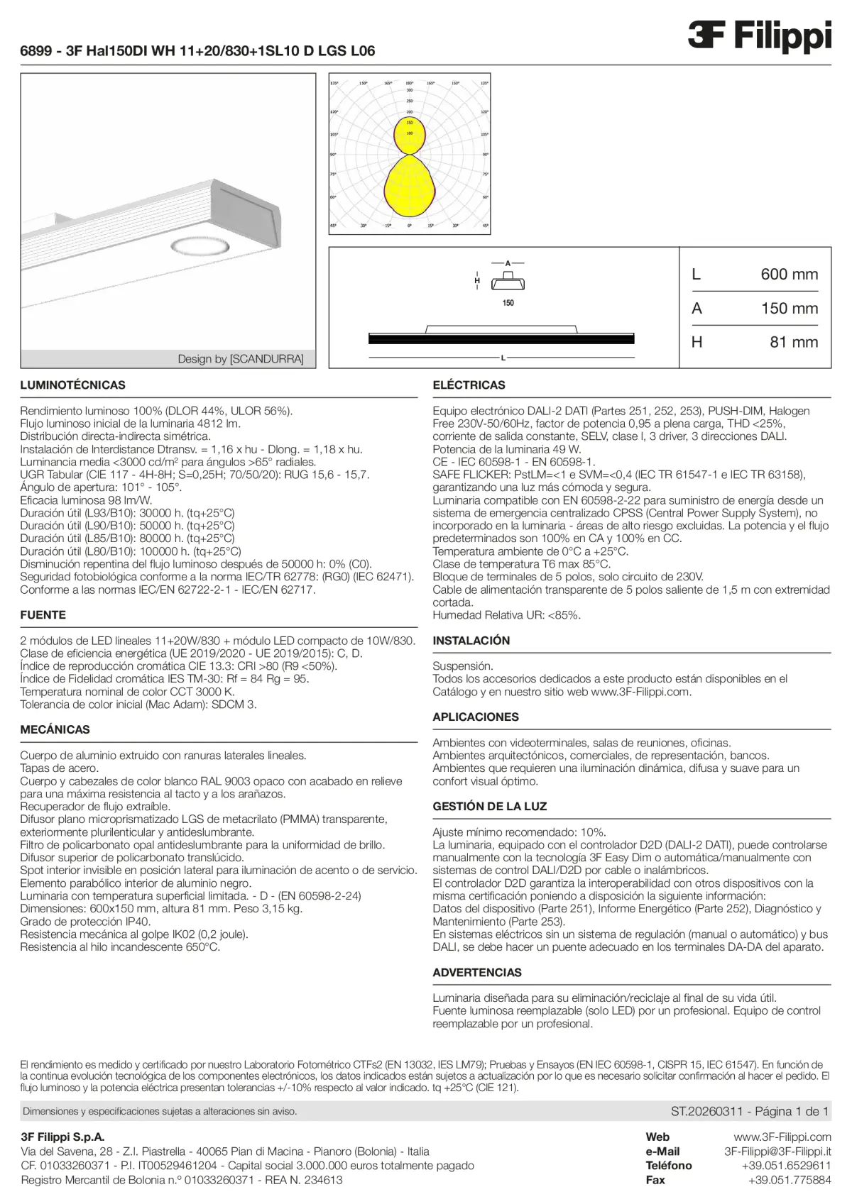 6899 - 3F Hal150DI WH 11+20-830+1SL10 D LGS L06 - Datasheet - es