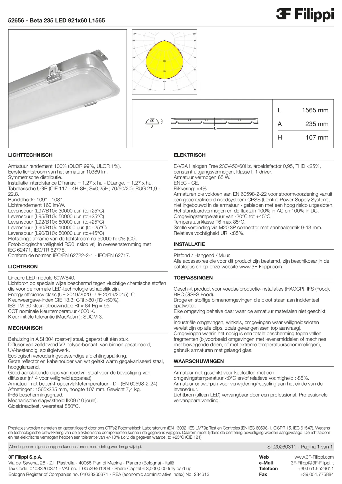 52656 - Beta 235 LED 921x60 L1565 - Datasheet - nl
