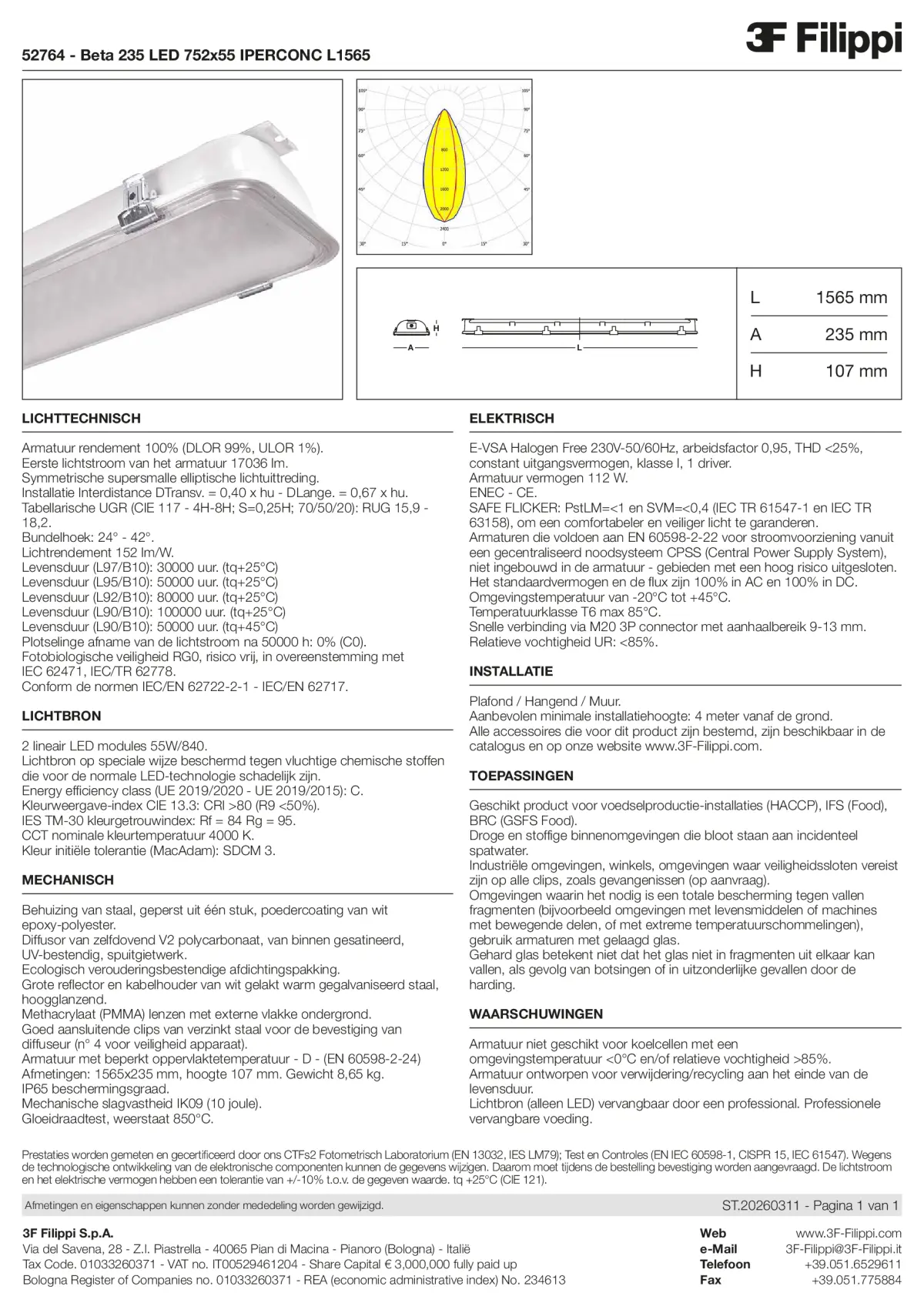 52764 - Beta 235 LED 752x55 IPERCONC L1565 - Datasheet - nl