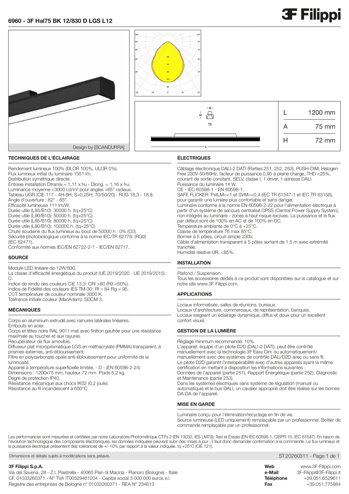 6960 - 3F Hal75 BK 12-830 D LGS L12 - Datasheet - fr