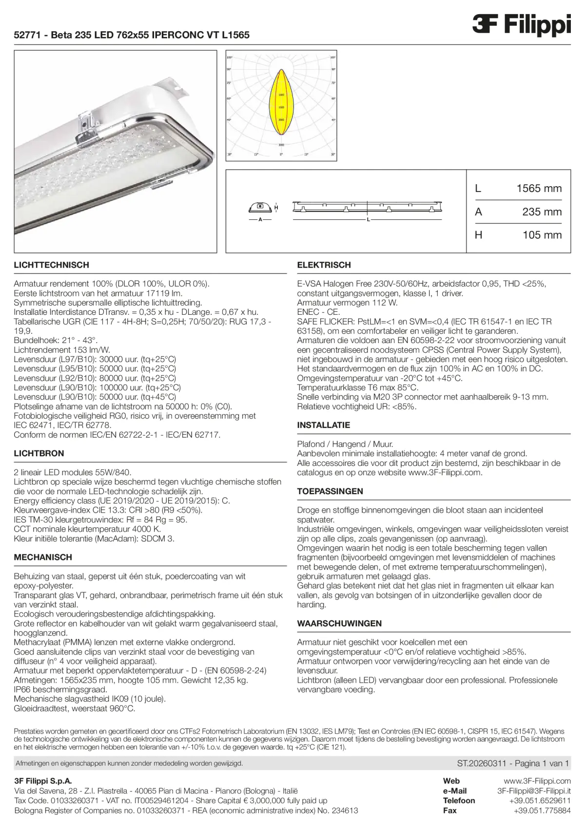 52771 - Beta 235 LED 762x55 IPERCONC VT L1565 - Datasheet - nl