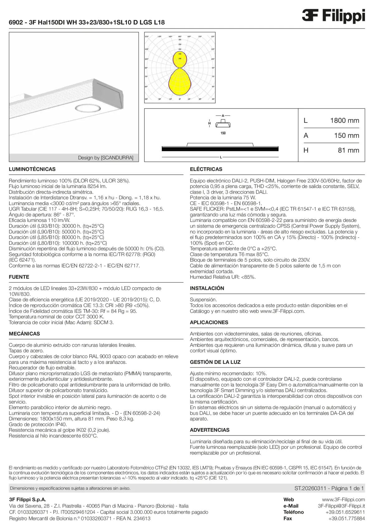 6902 - 3F Hal150DI WH 33+23-830+1SL10 D LGS L18 - Datasheet - es