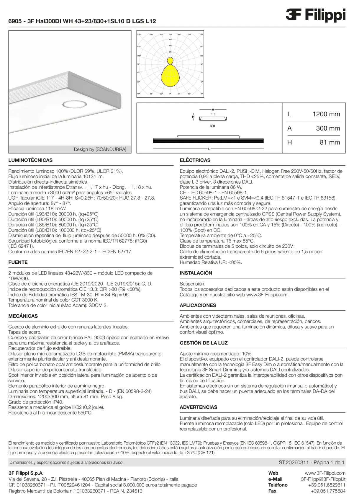 6905 - 3F Hal300DI WH 43+23-830+1SL10 D LGS L12 - Datasheet - es