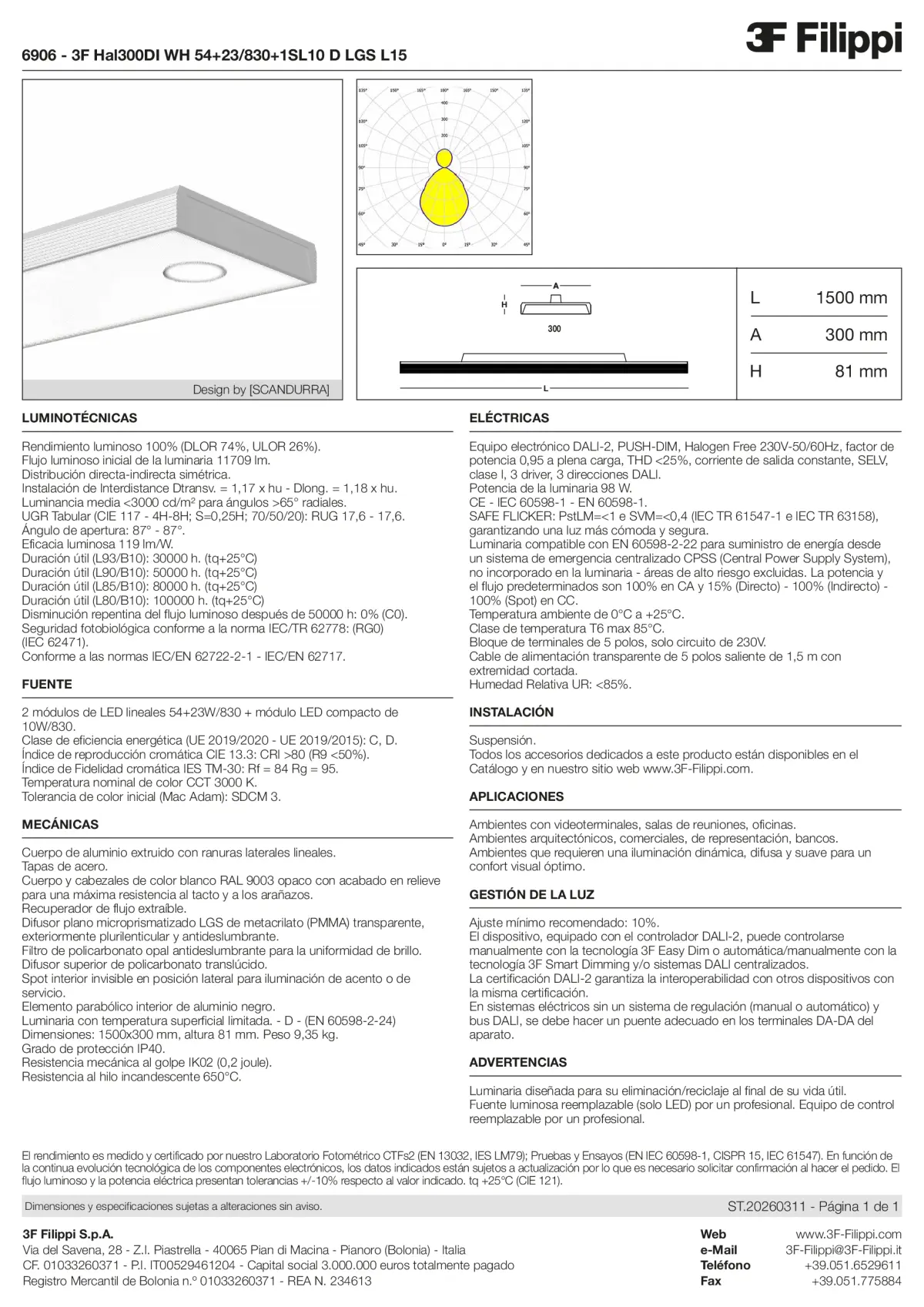 6906 - 3F Hal300DI WH 54+23-830+1SL10 D LGS L15 - Datasheet - es