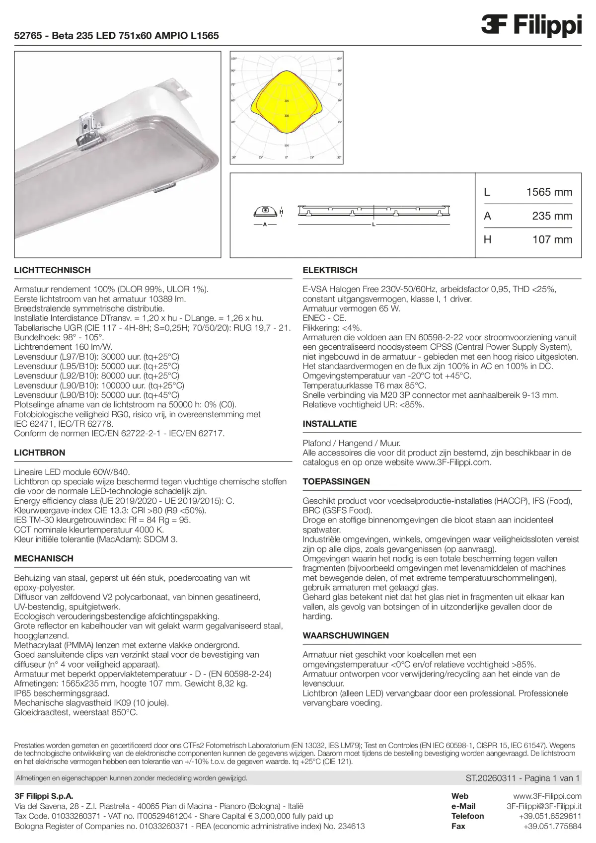 52765 - Beta 235 LED 751x60 AMPIO L1565 - Datasheet - nl