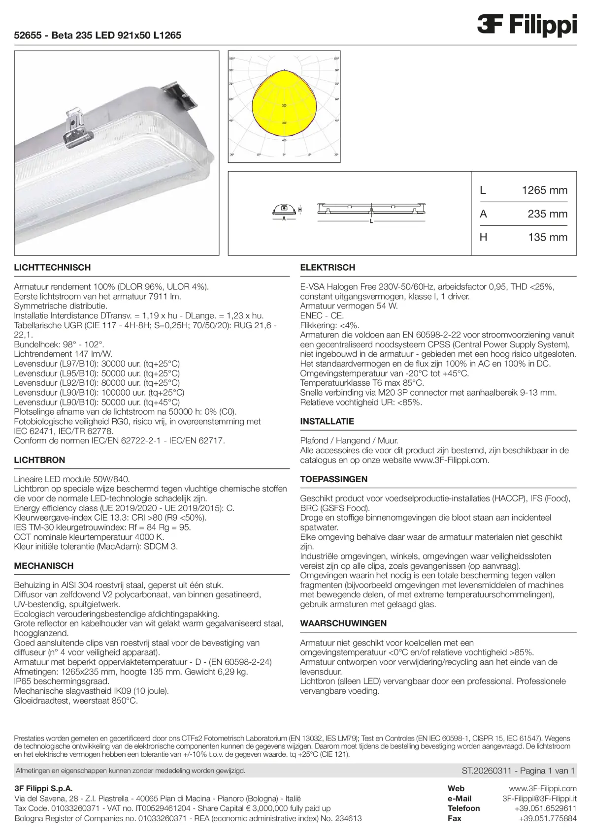 52655 - Beta 235 LED 921x50 L1265 - Datasheet - nl