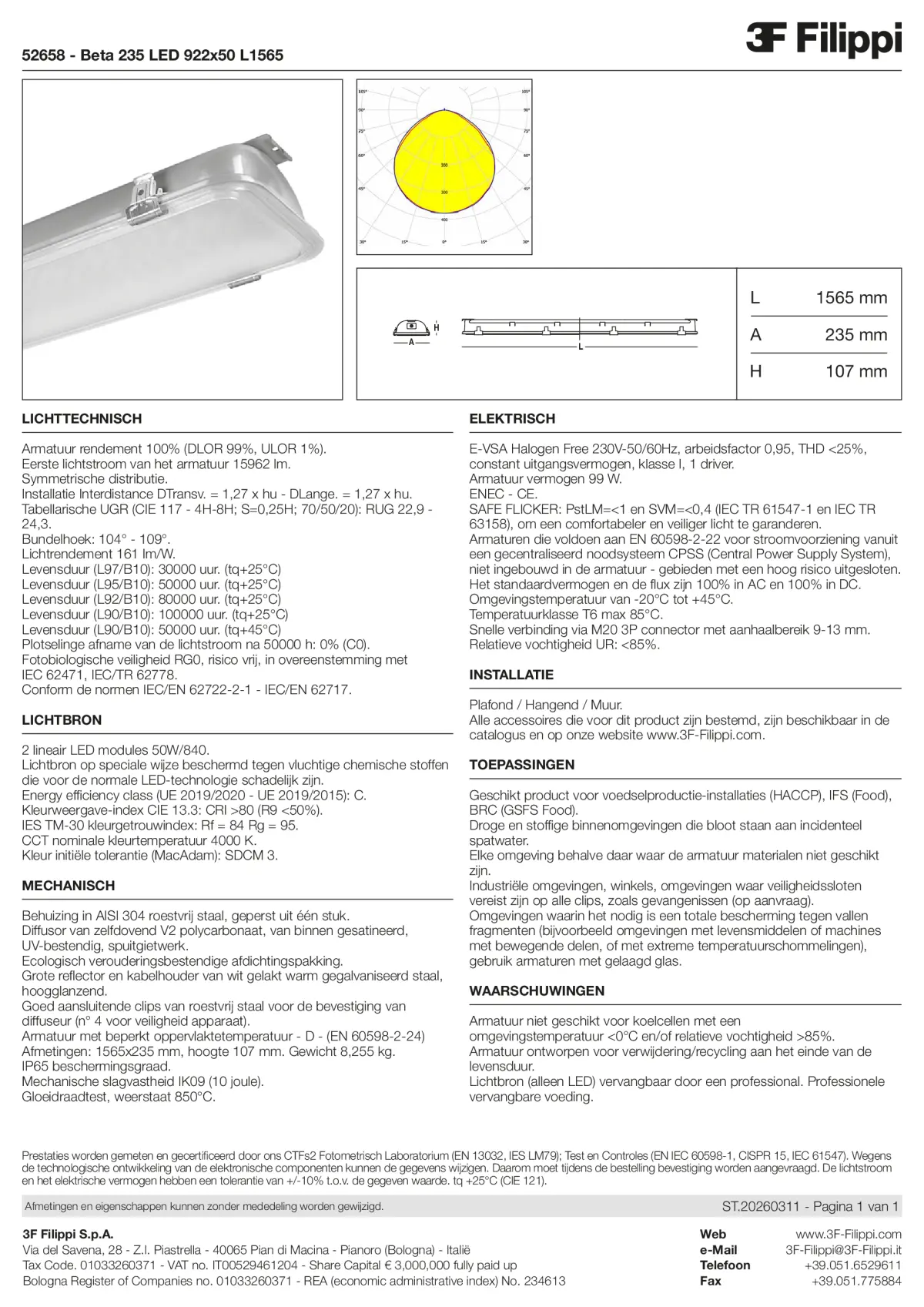 52658 - Beta 235 LED 922x50 L1565 - Datasheet - nl