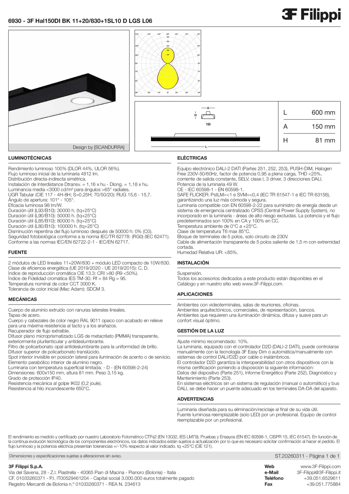 6930 - 3F Hal150DI BK 11+20-830+1SL10 D LGS L06 - Datasheet - es