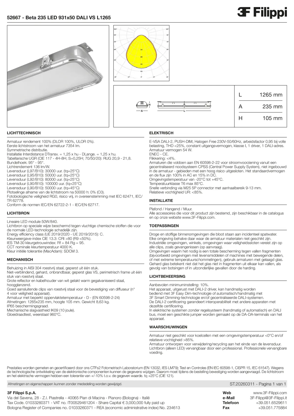 52667 - Beta 235 LED 931x50 DALI VS L1265 - Datasheet - nl