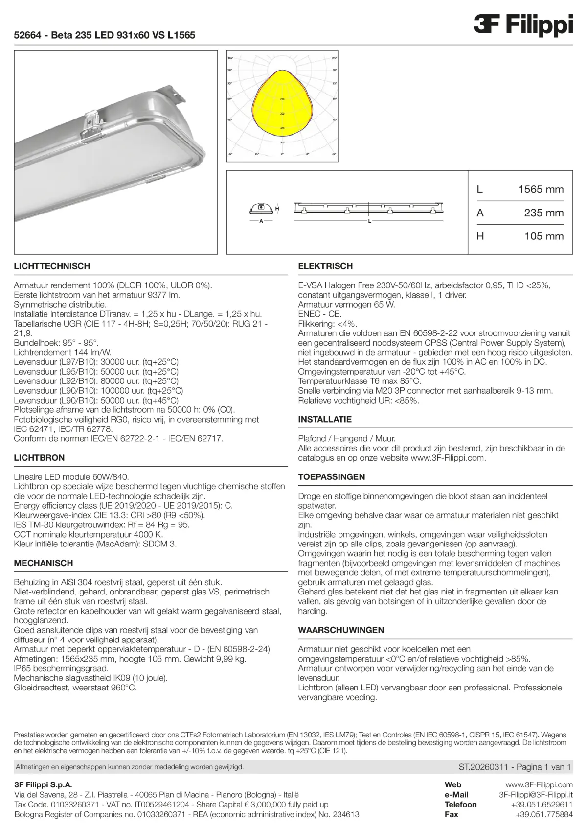 52664 - Beta 235 LED 931x60 VS L1565 - Datasheet - nl