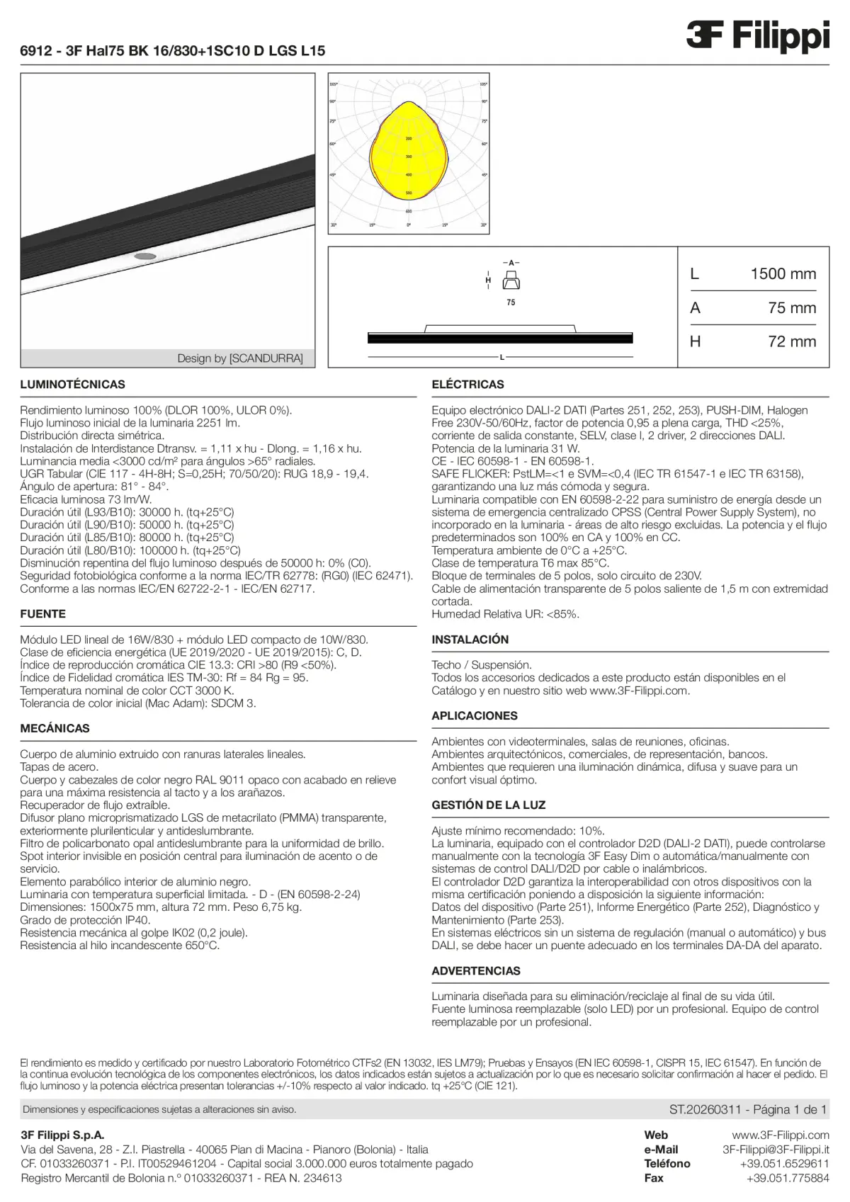 6912 - 3F Hal75 BK 16-830+1SC10 D LGS L15 - Datasheet - es