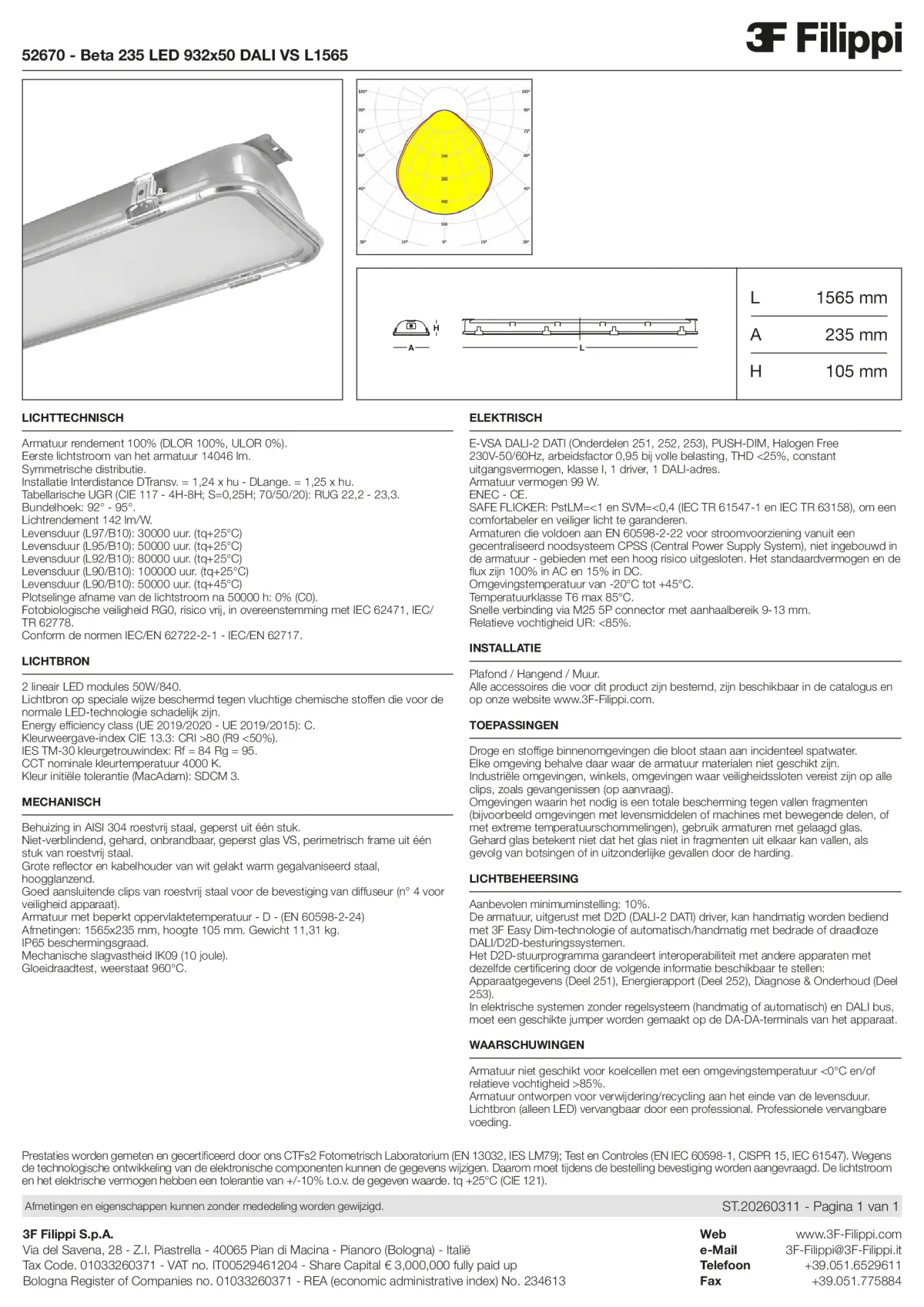 52670 - Beta 235 LED 932x50 DALI VS L1565 - Datasheet - nl