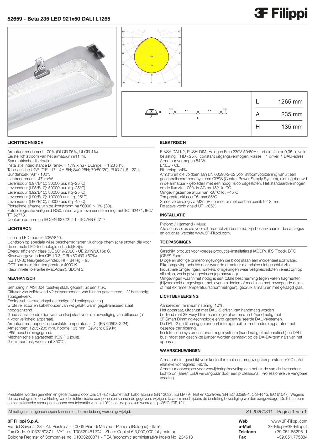 52659 - Beta 235 LED 921x50 DALI L1265 - Datasheet - nl